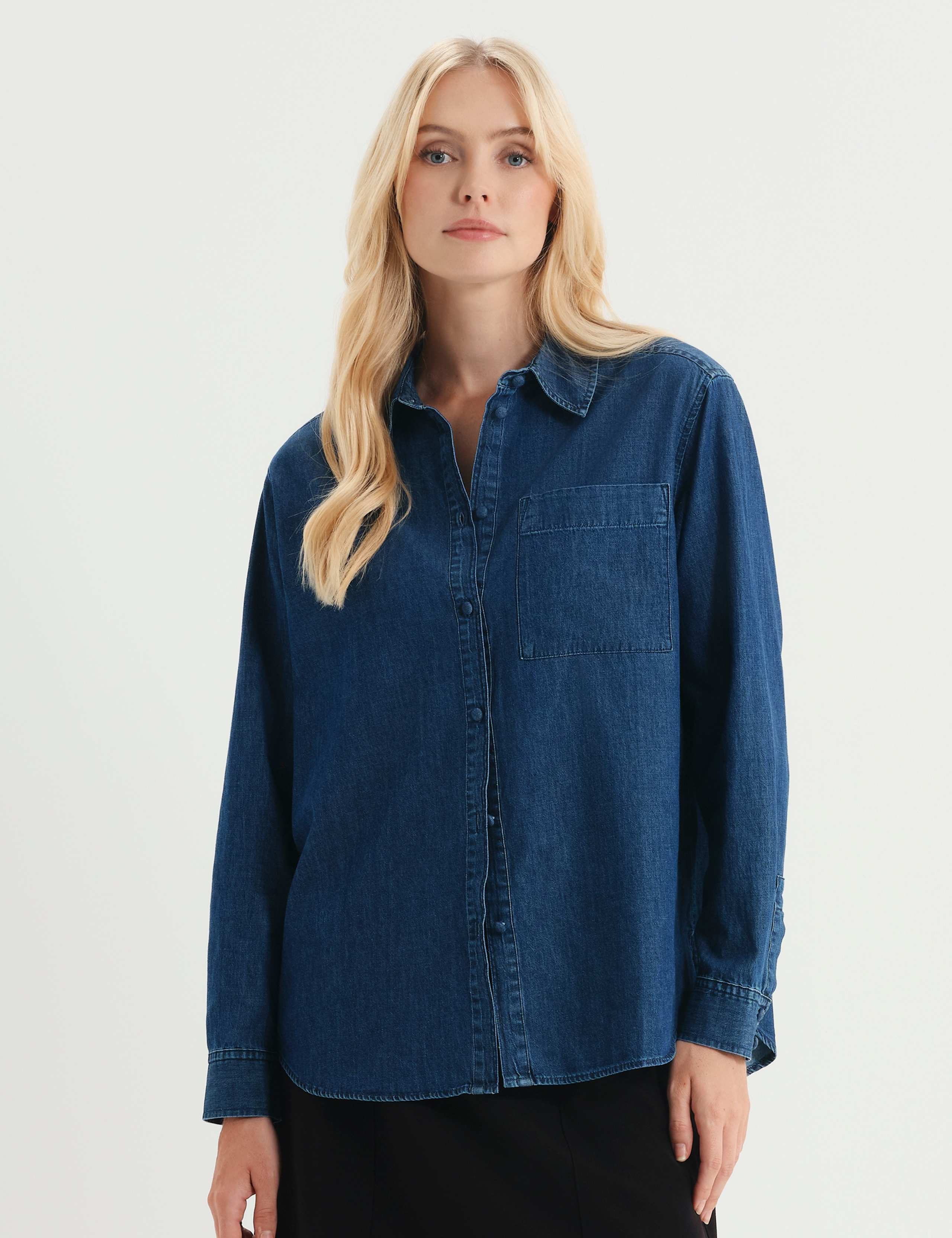 Denim Collared Button Through Shirt