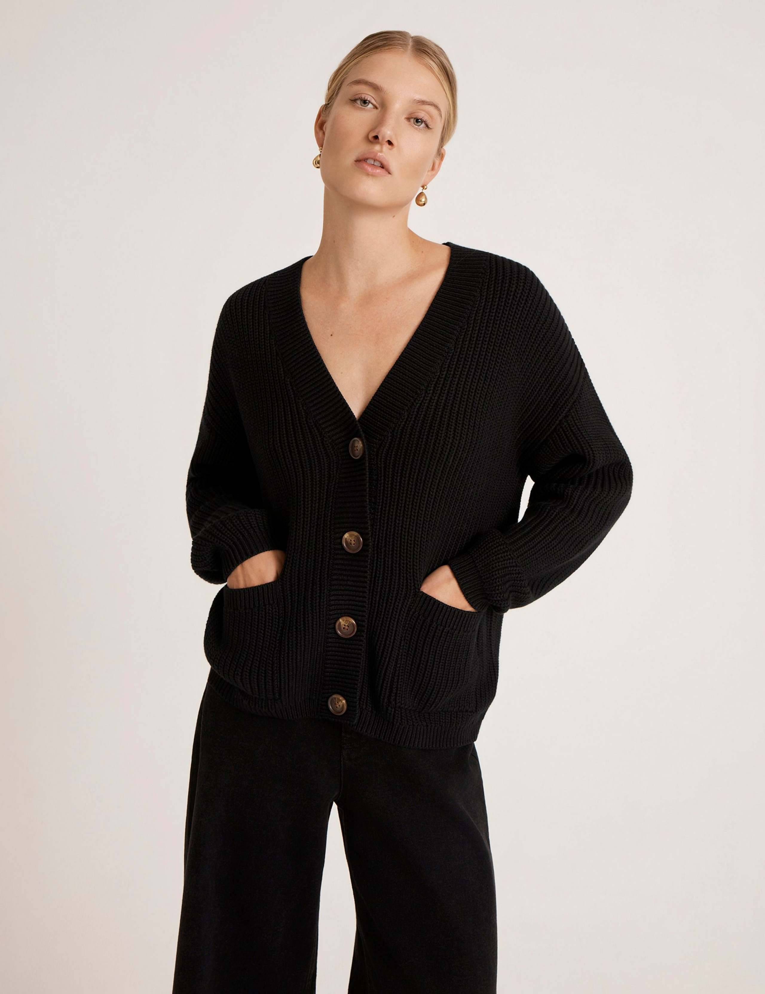 Pure Cotton V-Neck Button Front Cardigan