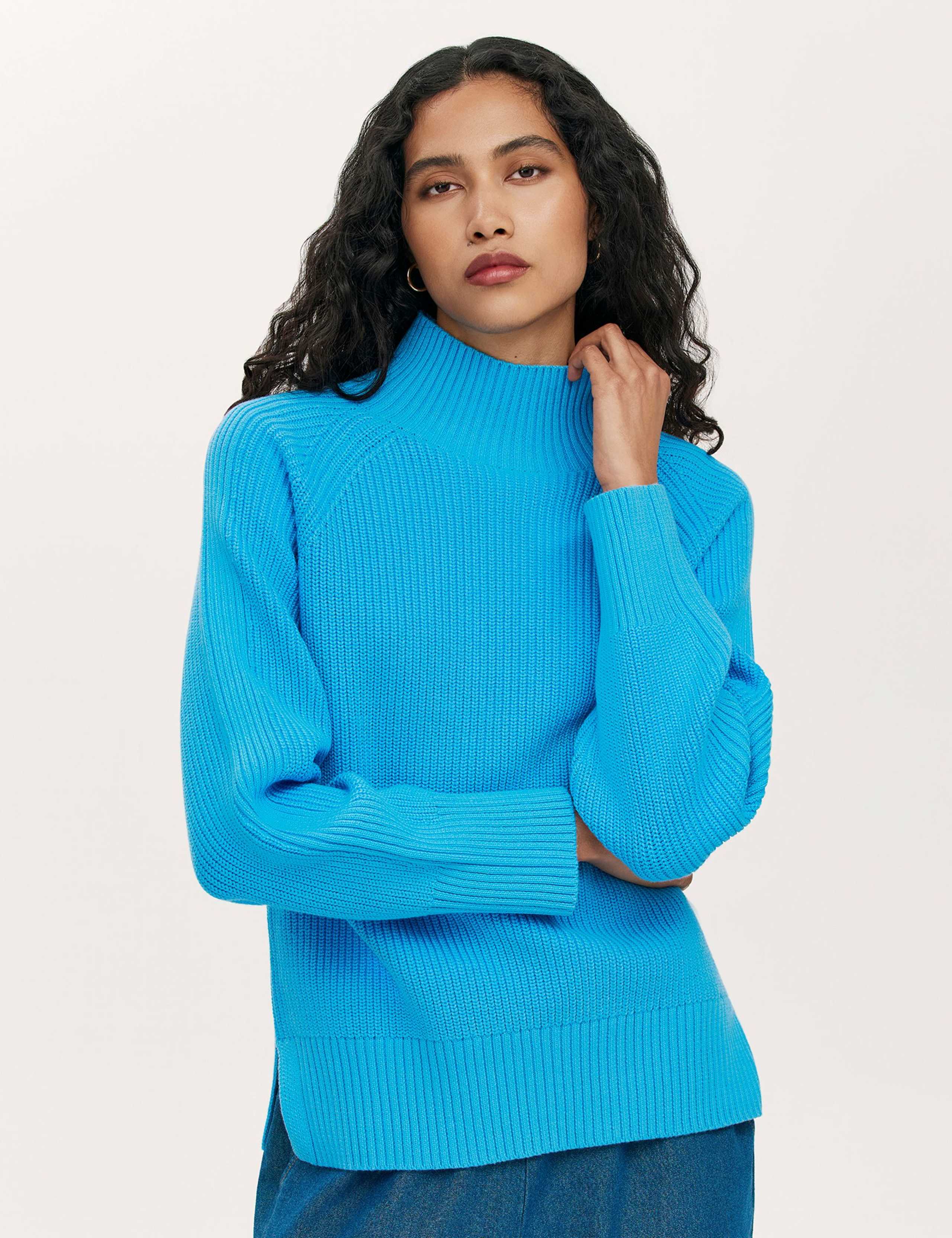 Cotton Rich Textured Funnel Neck Jumper