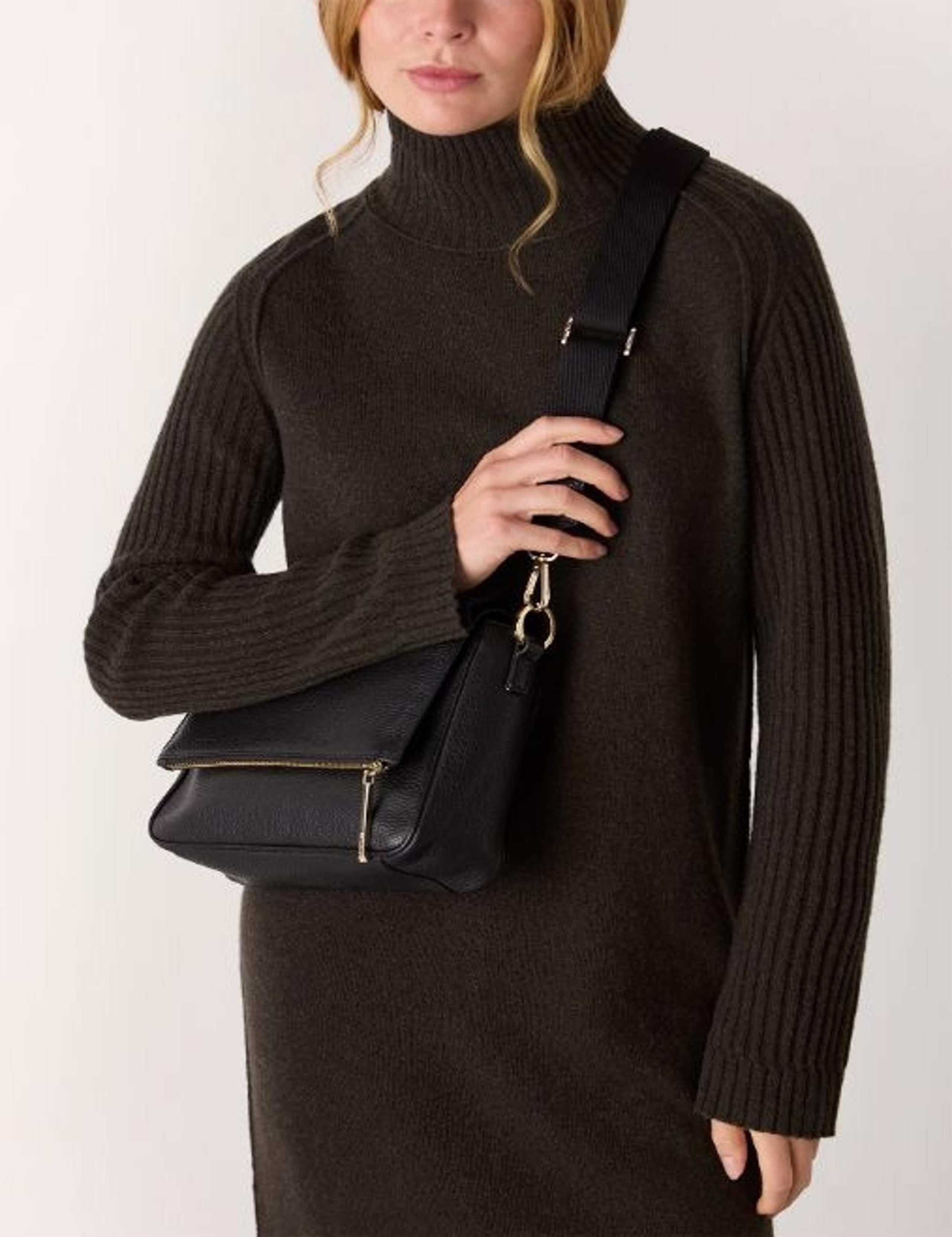 Leather Textured Flap Cross Body Bag