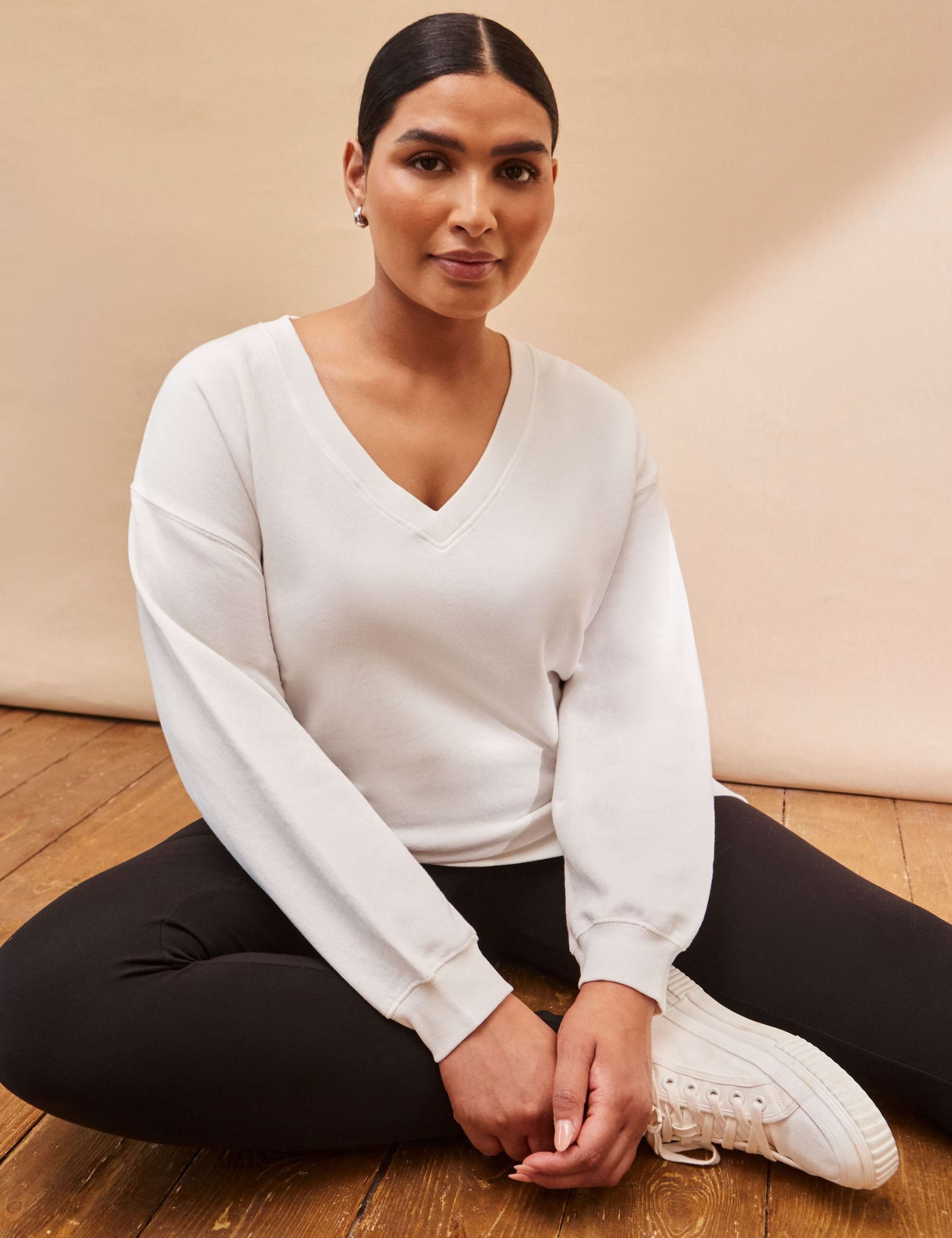Pure Cotton V-Neck Sweatshirt