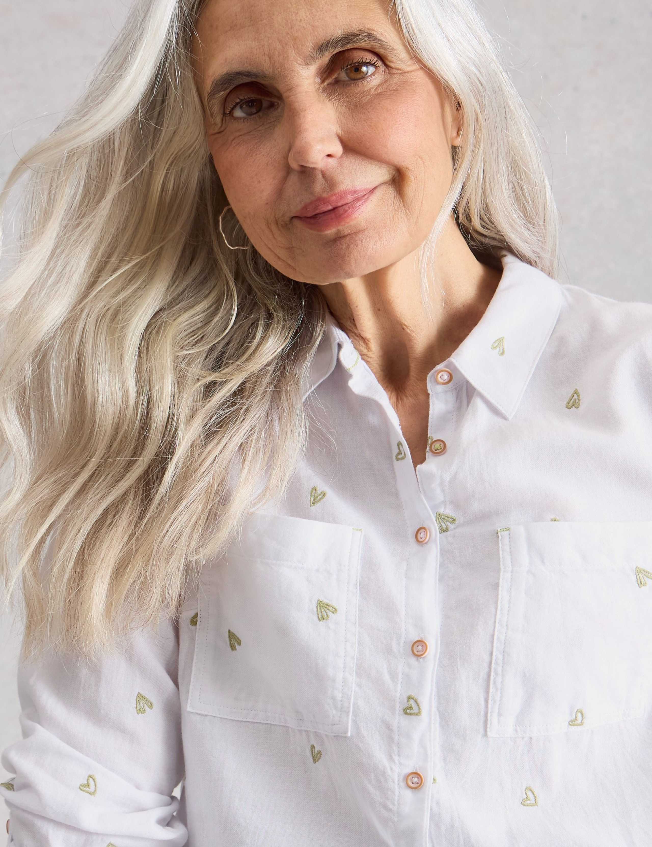 Pure Cotton Embroidered Collared Shirt