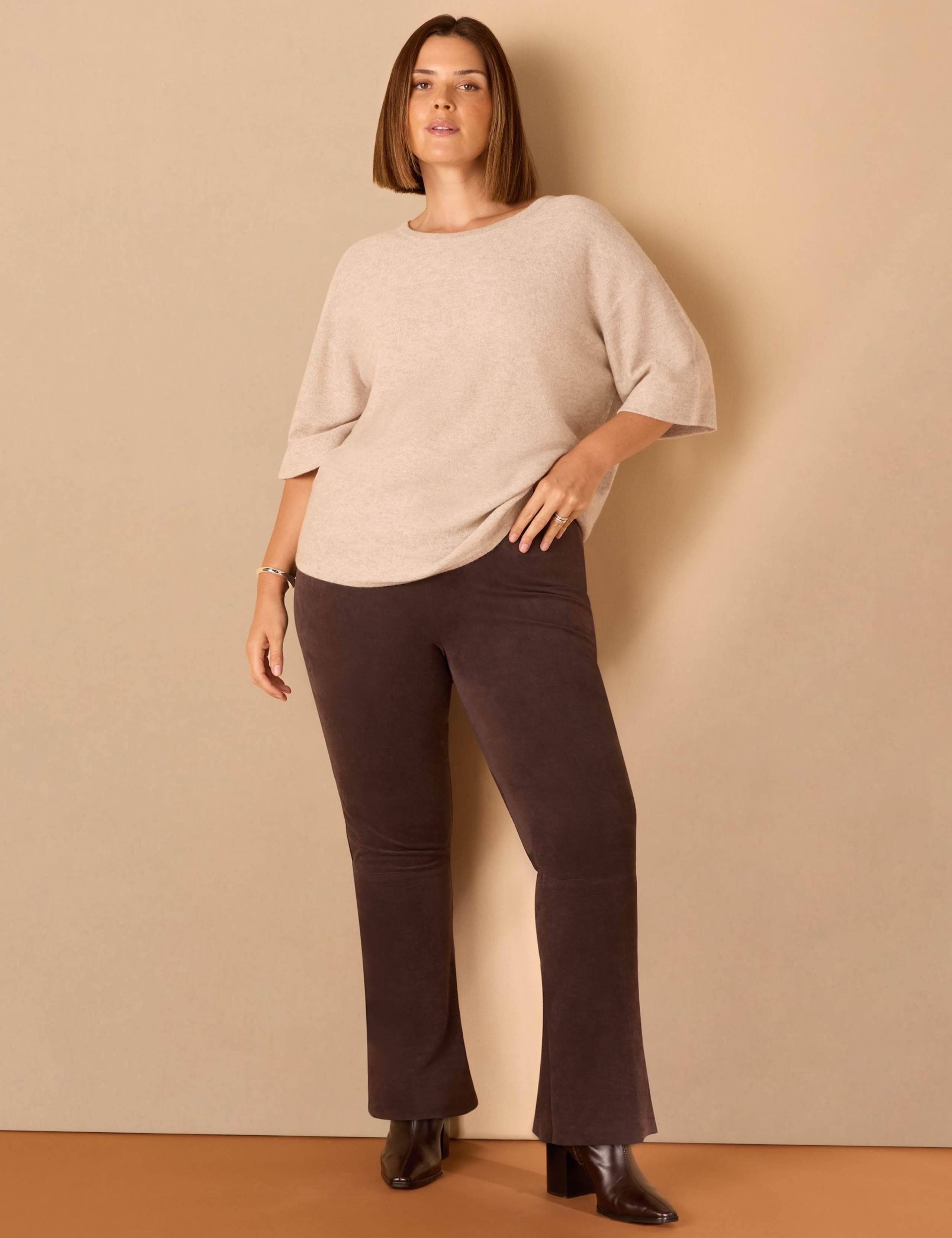 Brown Suede Flared Trousers