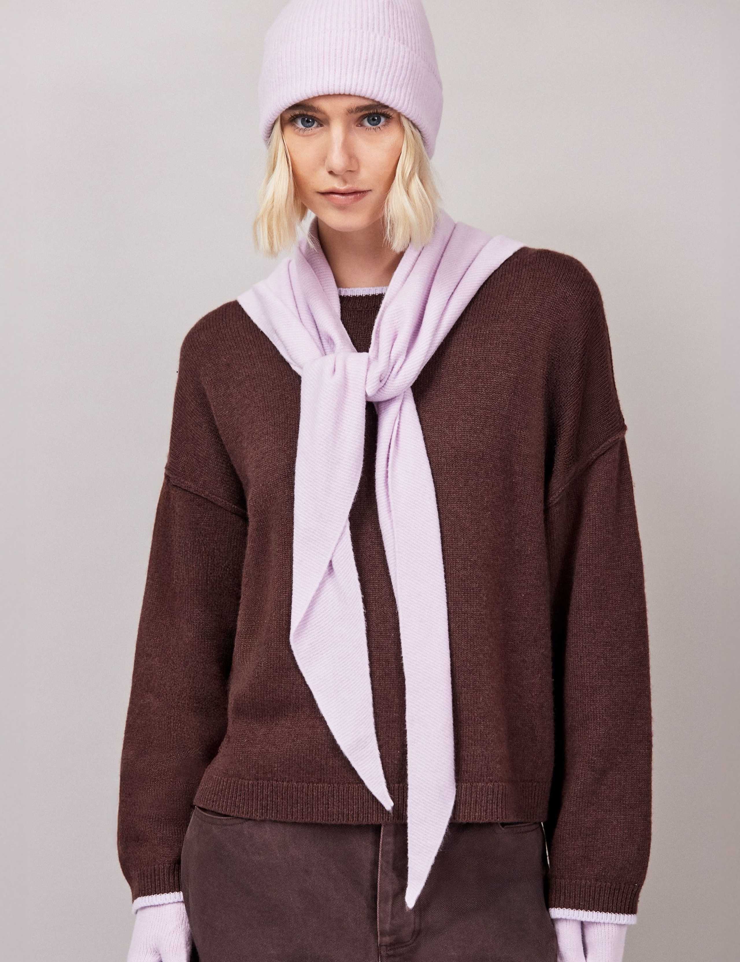 Cotton Rich Knitted Triangle Scarf