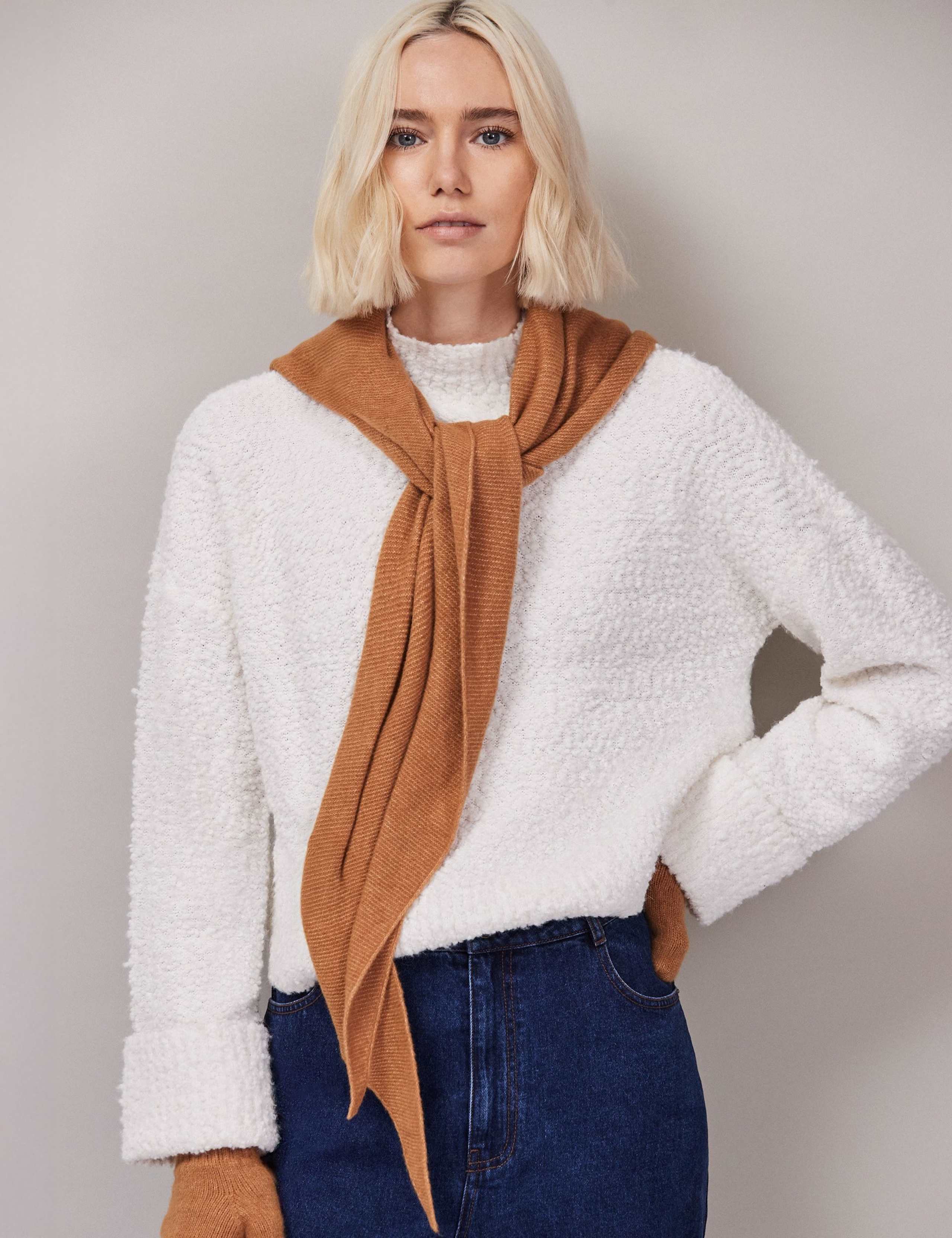 Cotton Rich Knitted Triangle Scarf