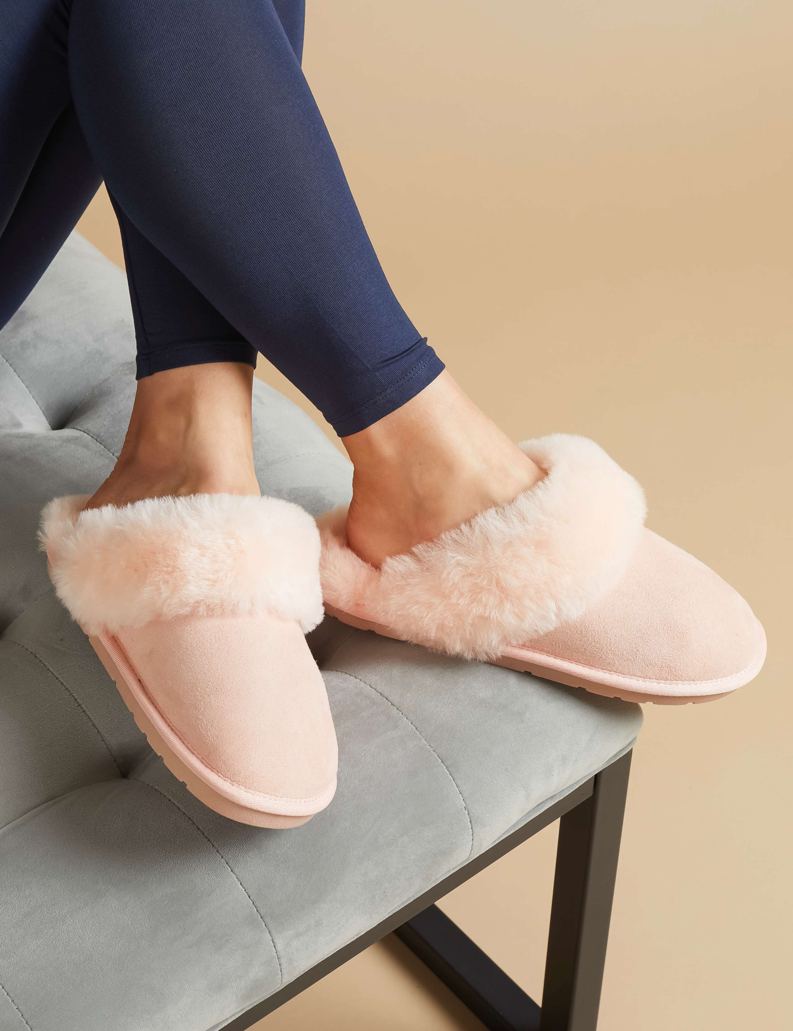 Leather Sheepskin Mule Slippers