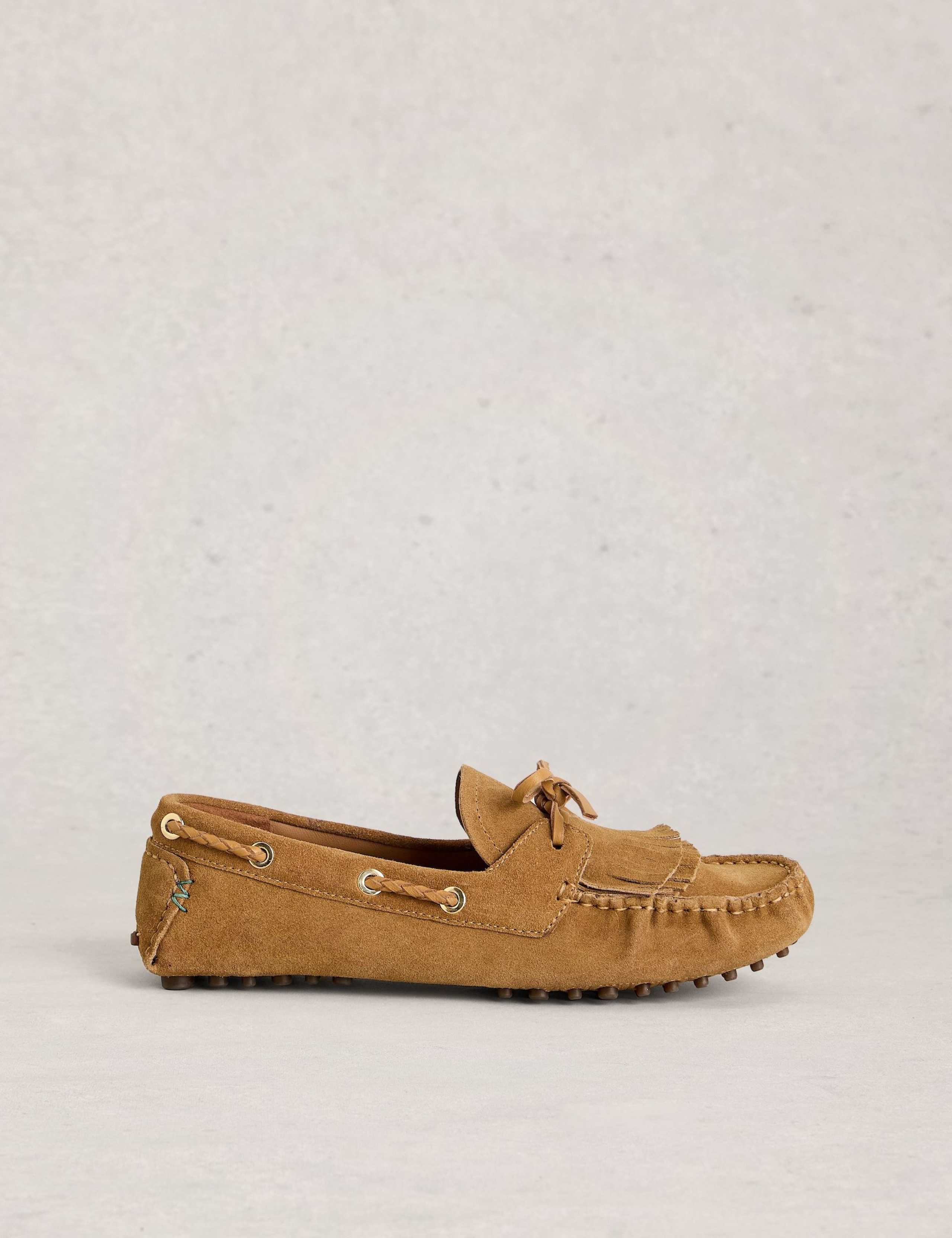 Leather Tassel Flat Loafers