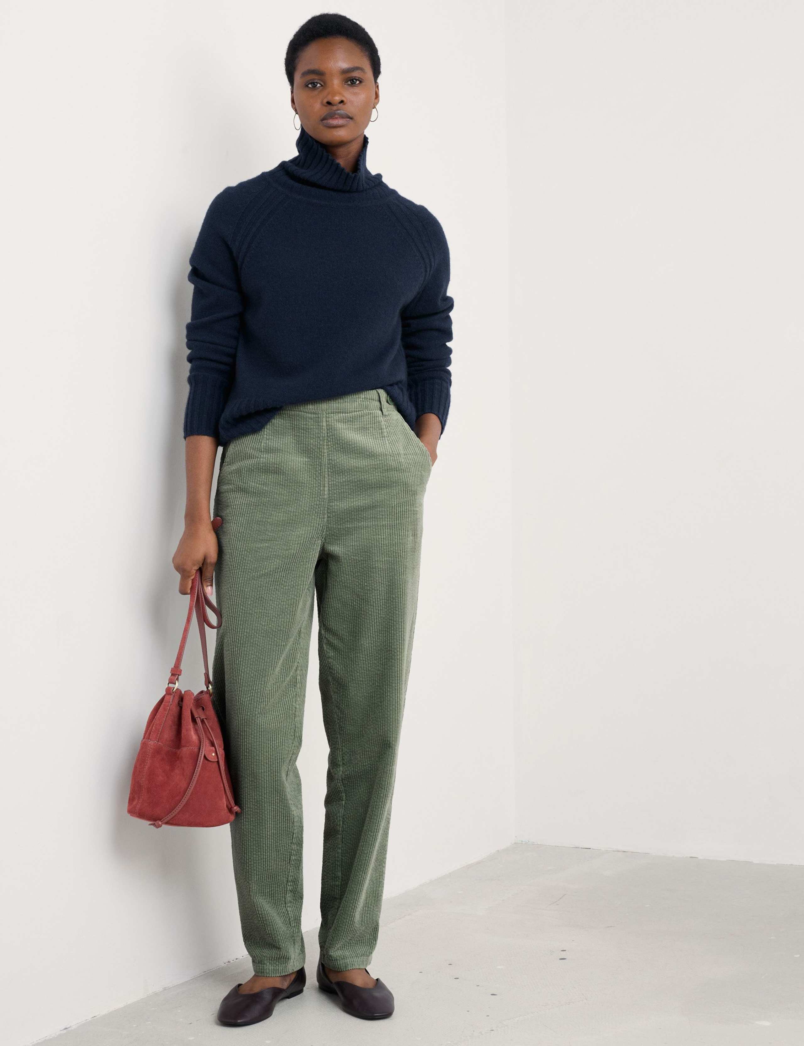Pure Cotton Cord Tapered Trousers