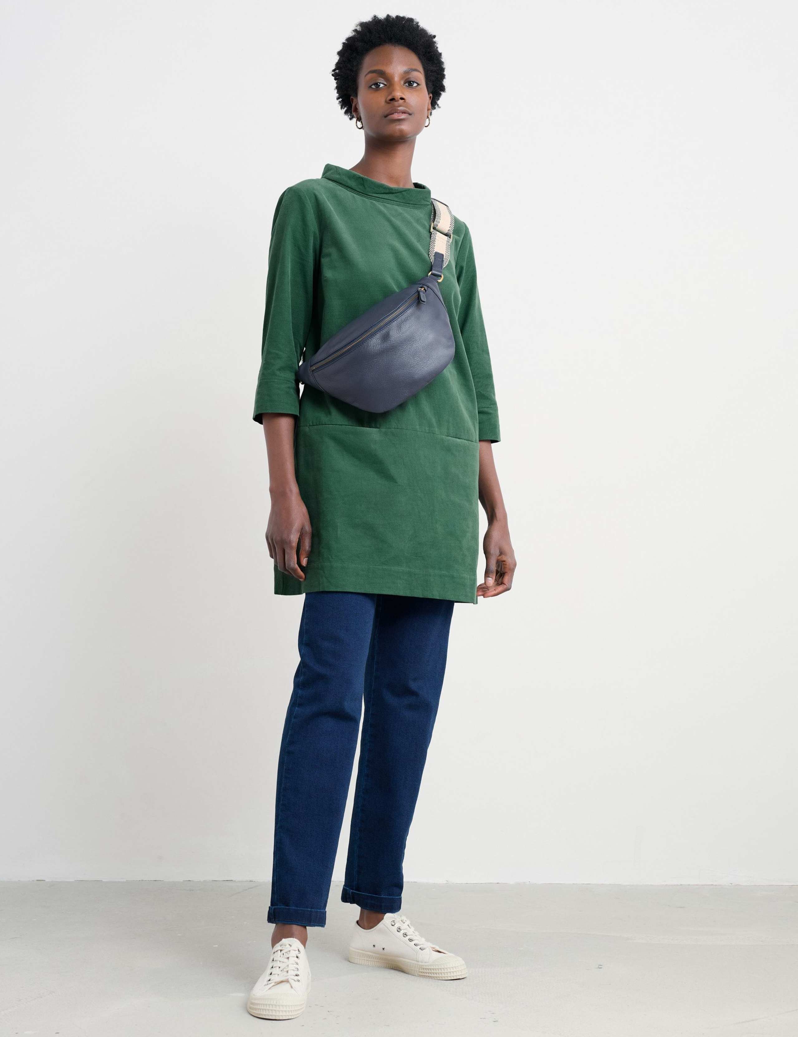 Pure Cotton Corduroy Knee-Length Dress