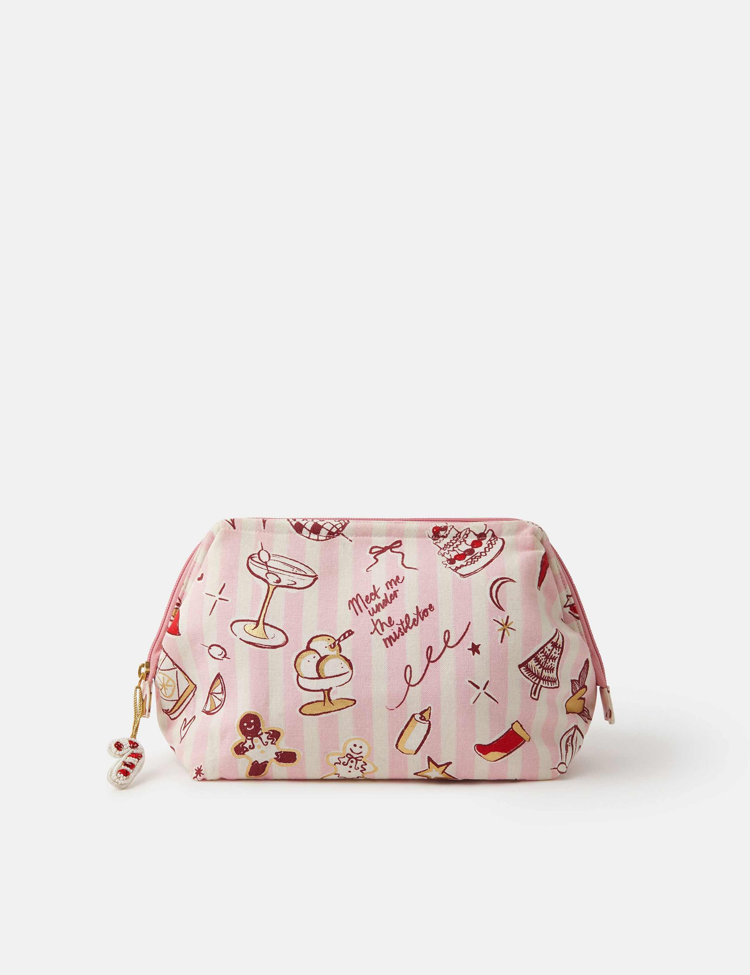 Pure Cotton Xmas Print Make-Up Bag
