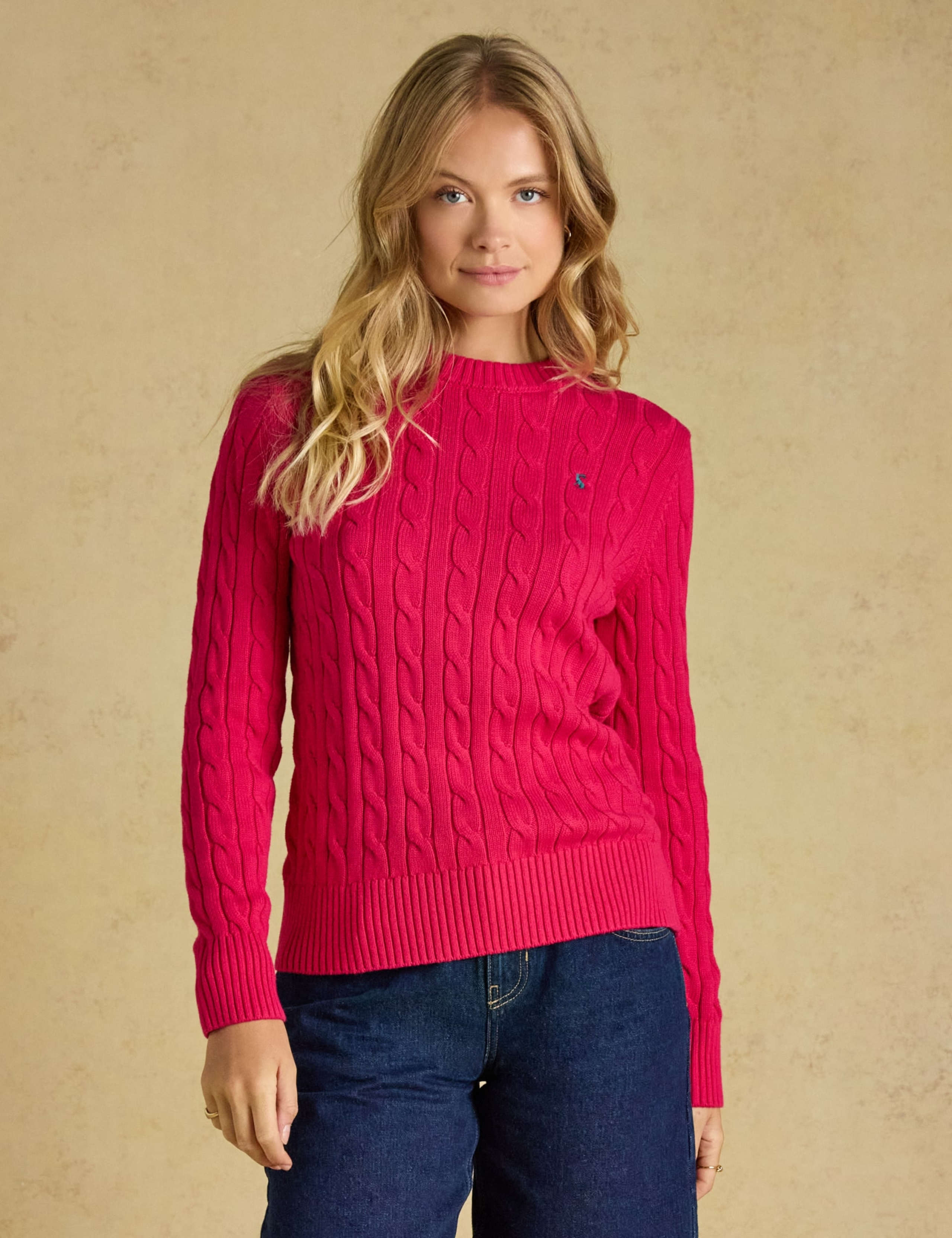 Pure Cotton Cable Knit Crew Neck Jumper