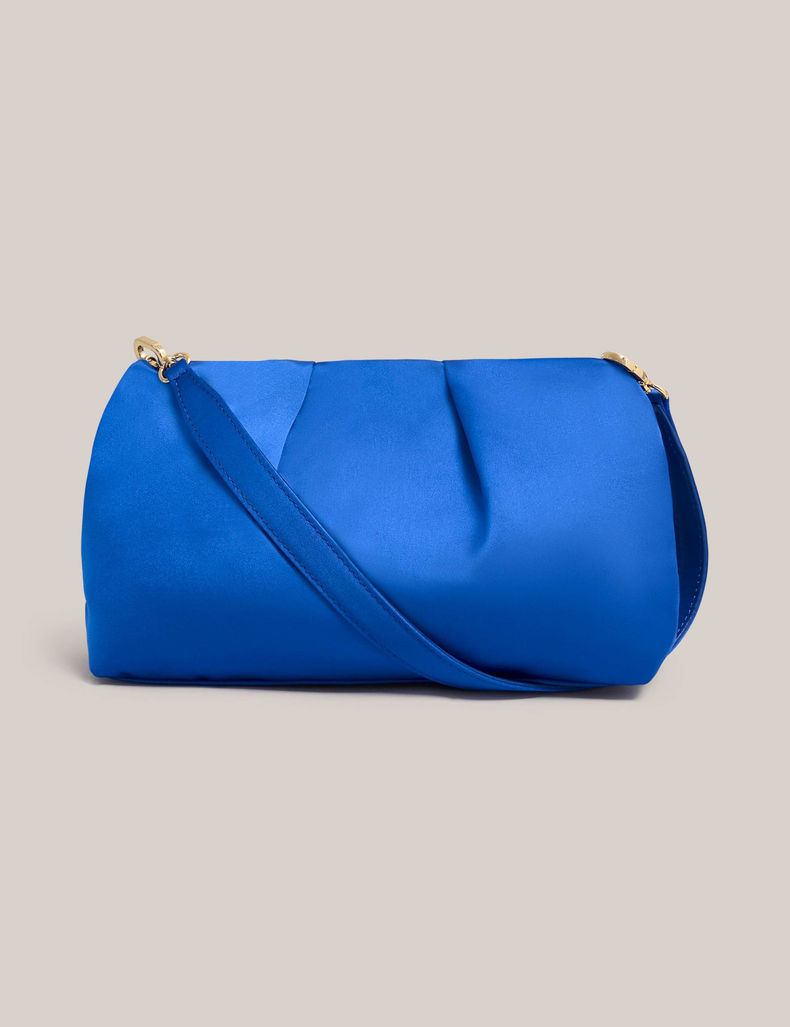 Suede Pleated Chain Strap Clutch Bag