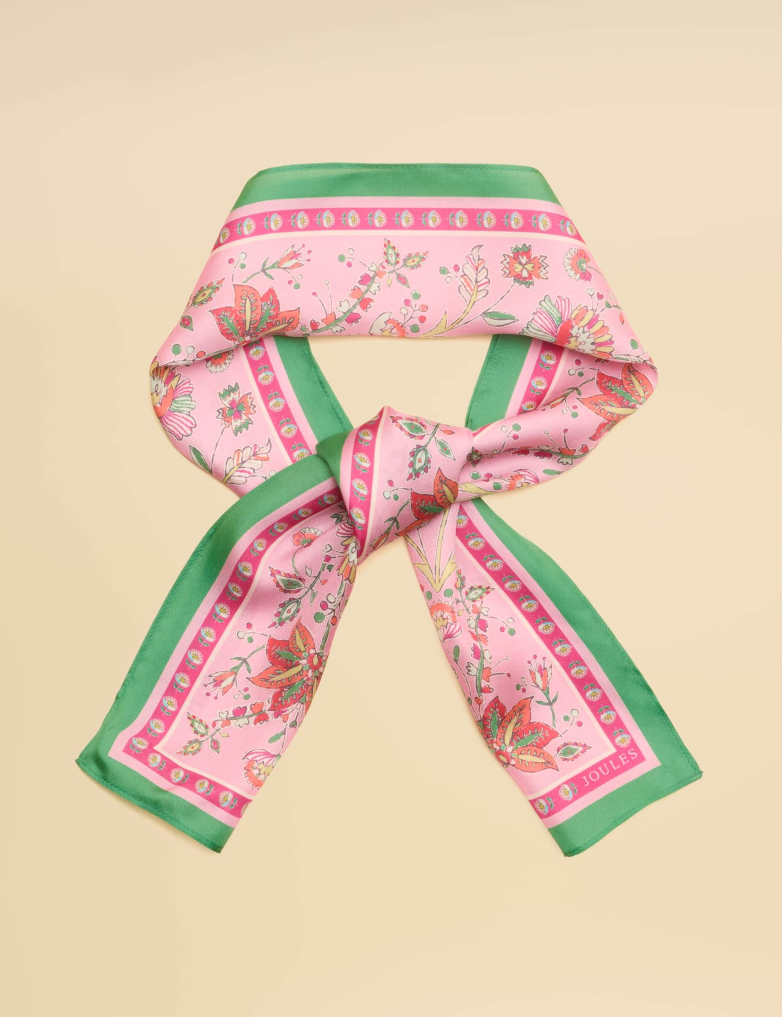Pure Silk Floral Skinny Scarf