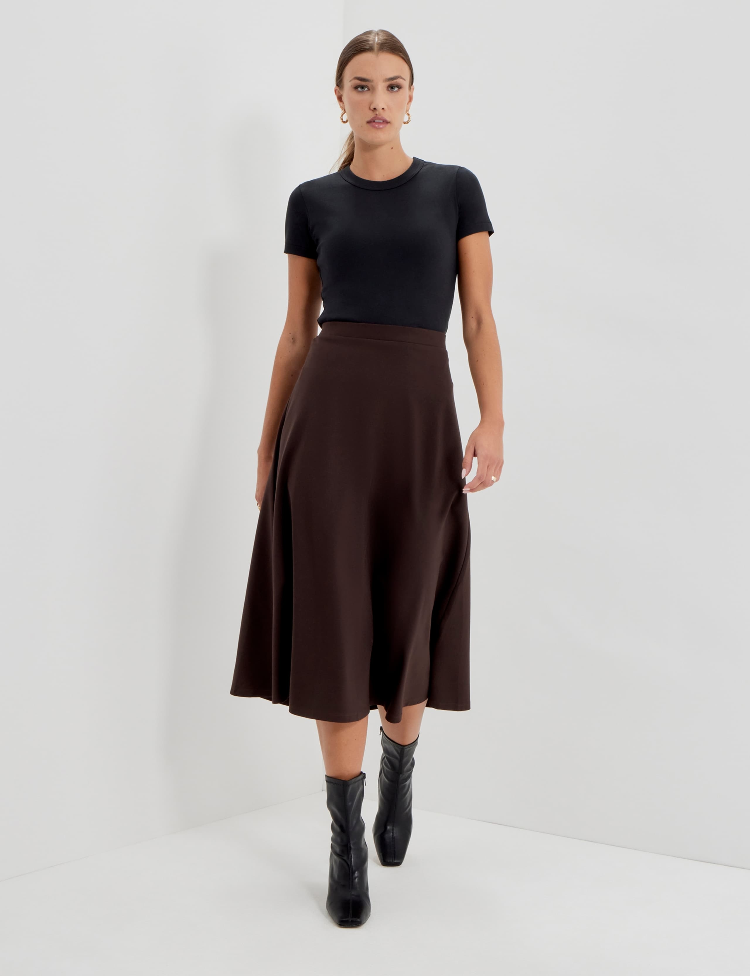 Jersey Midi A-Line Skirt