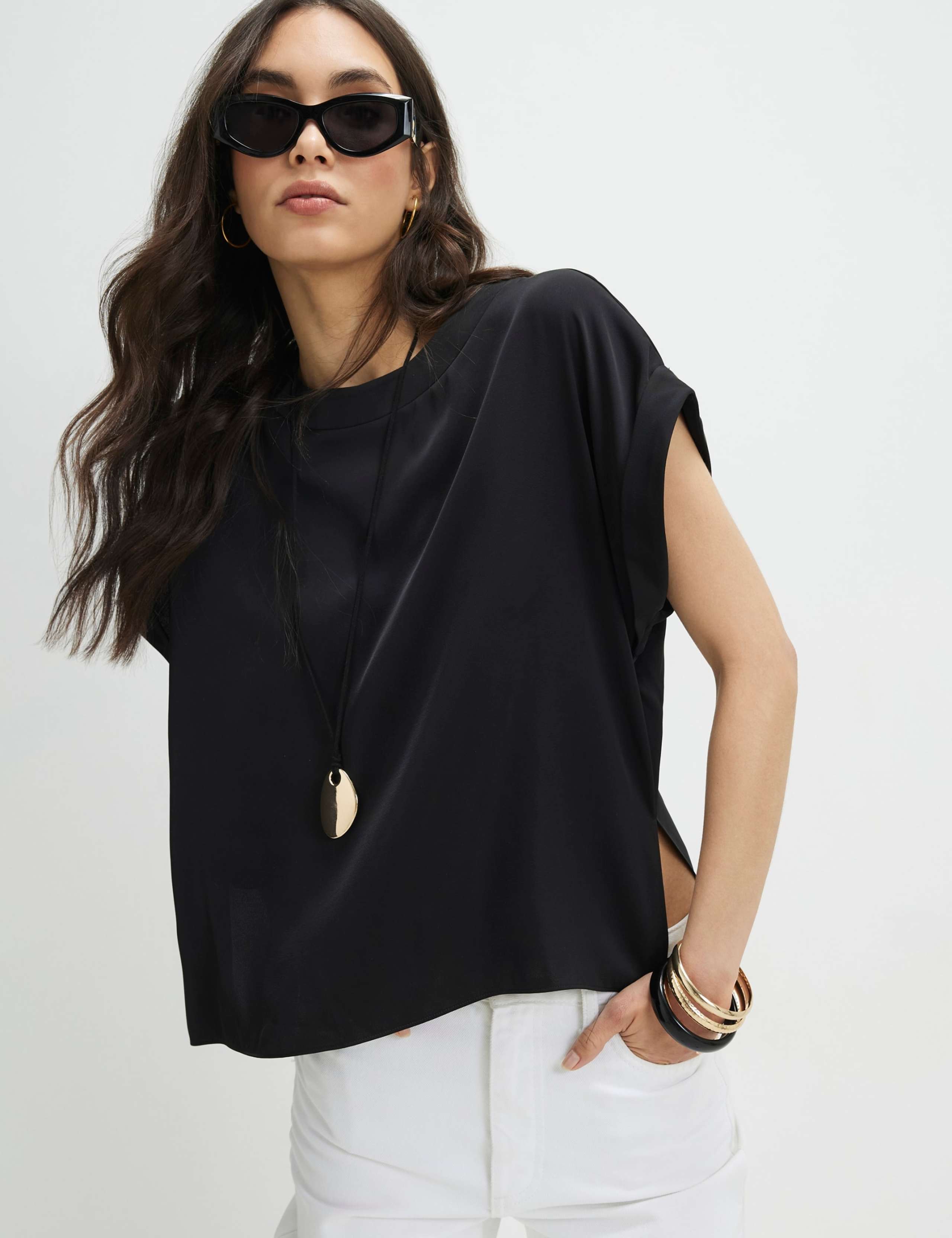 Satin Turn Back Cuff T-Shirt