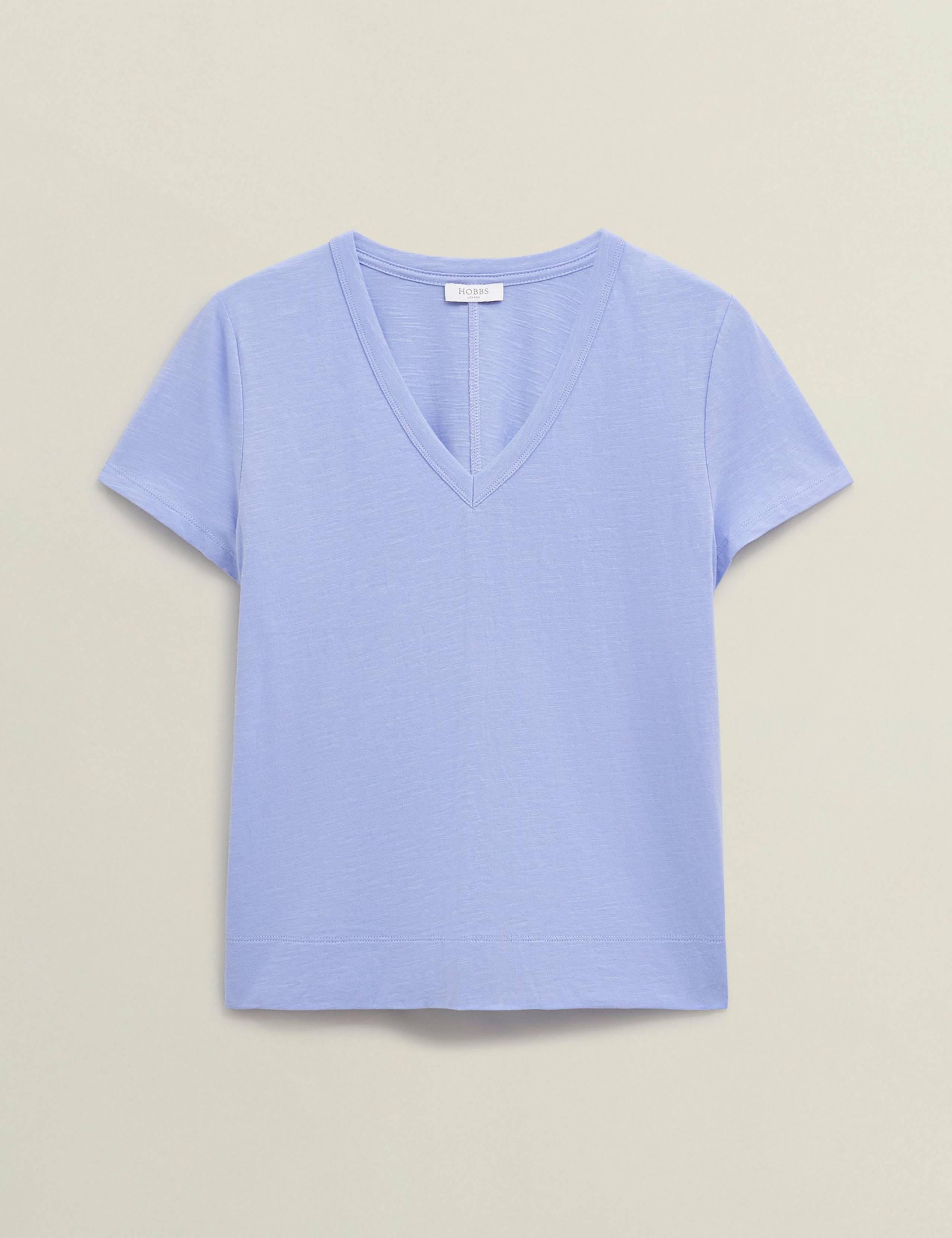 Pure Cotton Slub V-Neck T-Shirt