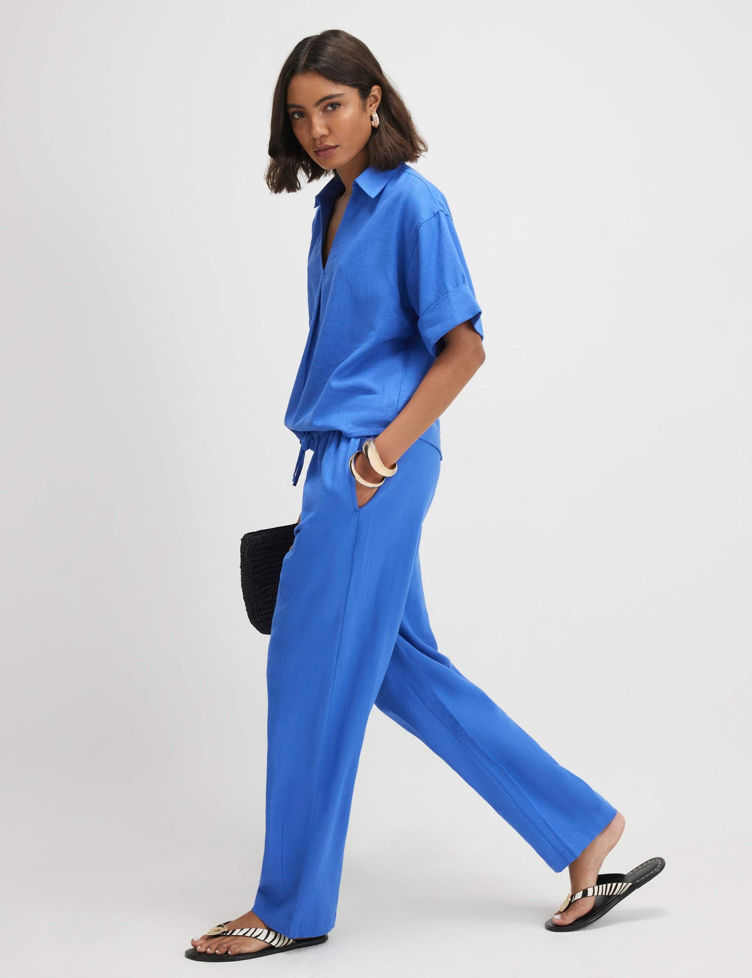 Linen Rich Drawstring Tapered Trousers