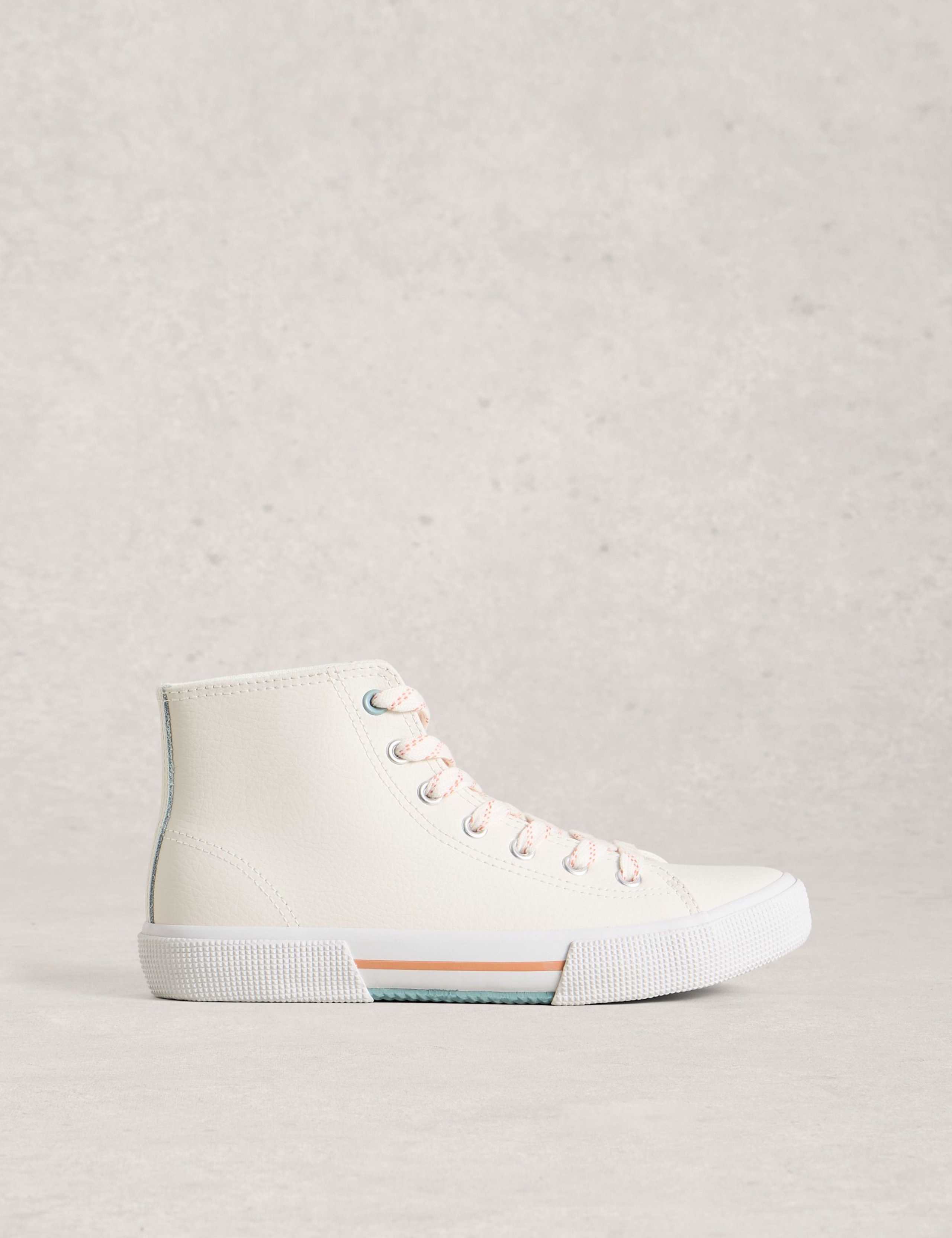 Leather Lace Up High Top Trainers