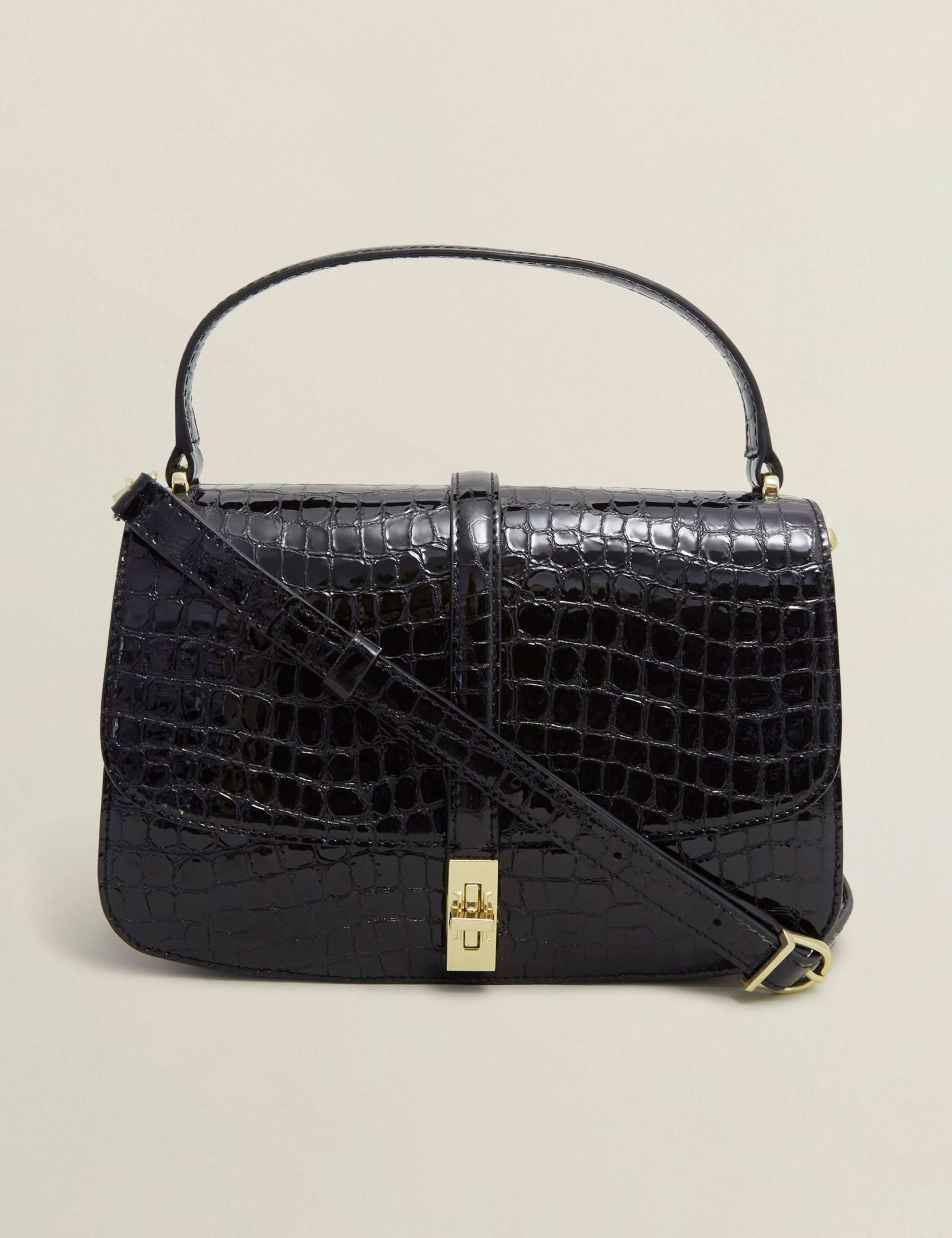 Leather Croc Effect Cross Body Bag