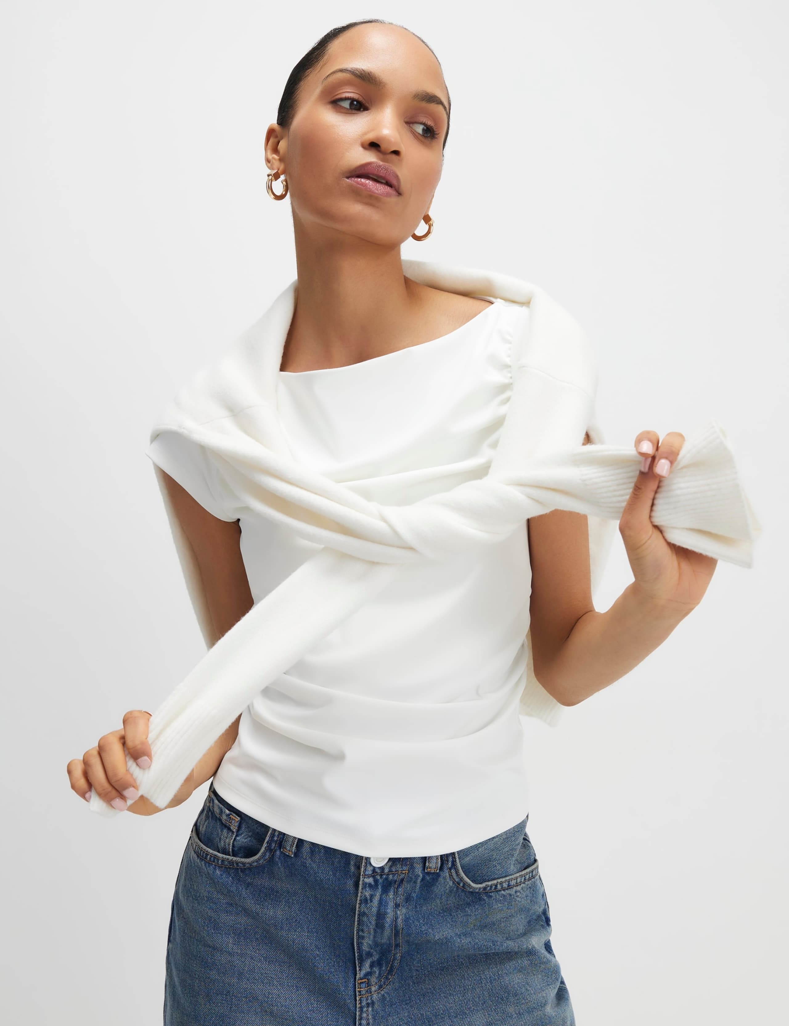 2 Pack Ruched Slash Neck Tops