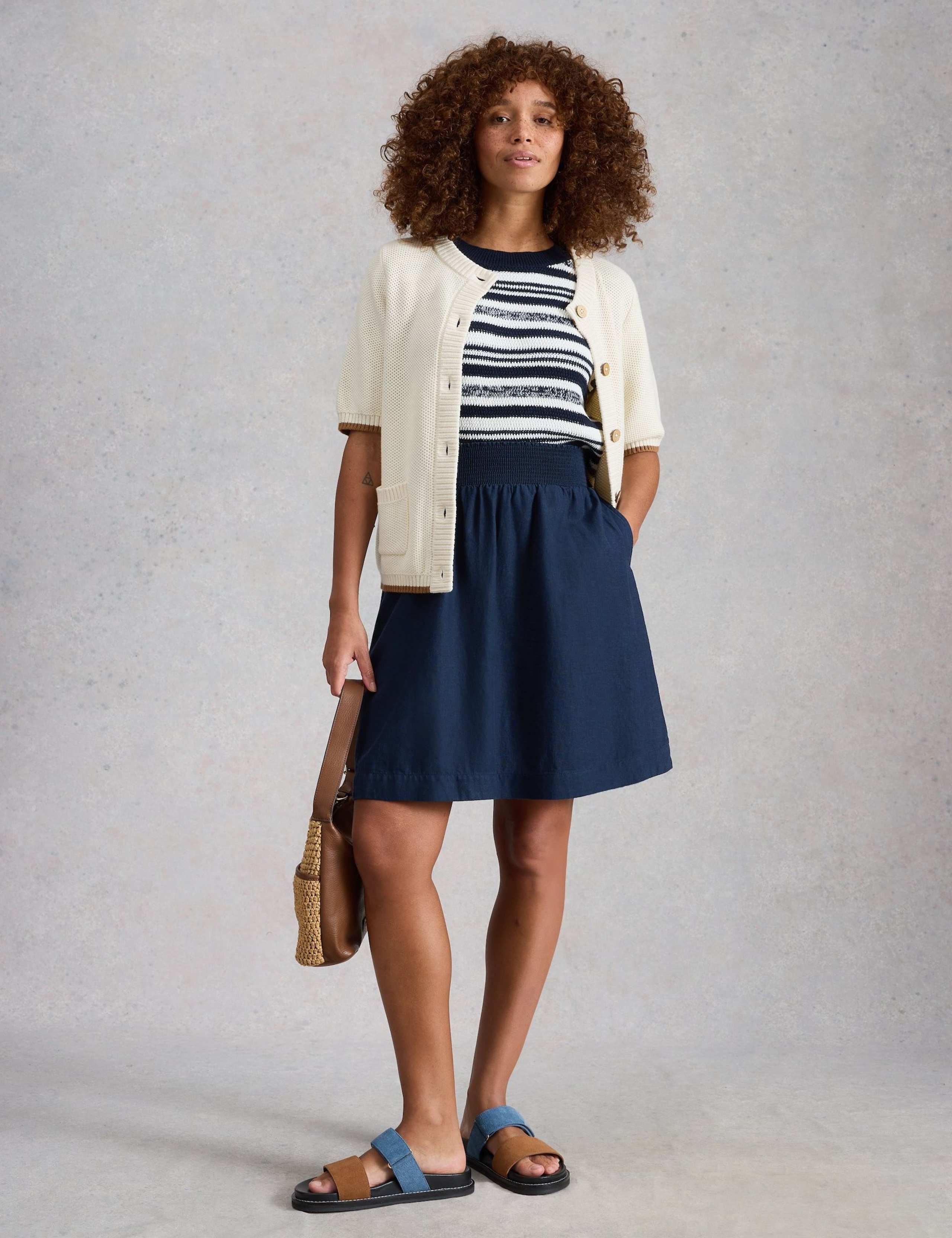 Linen Rich Mini A-Line Skirt