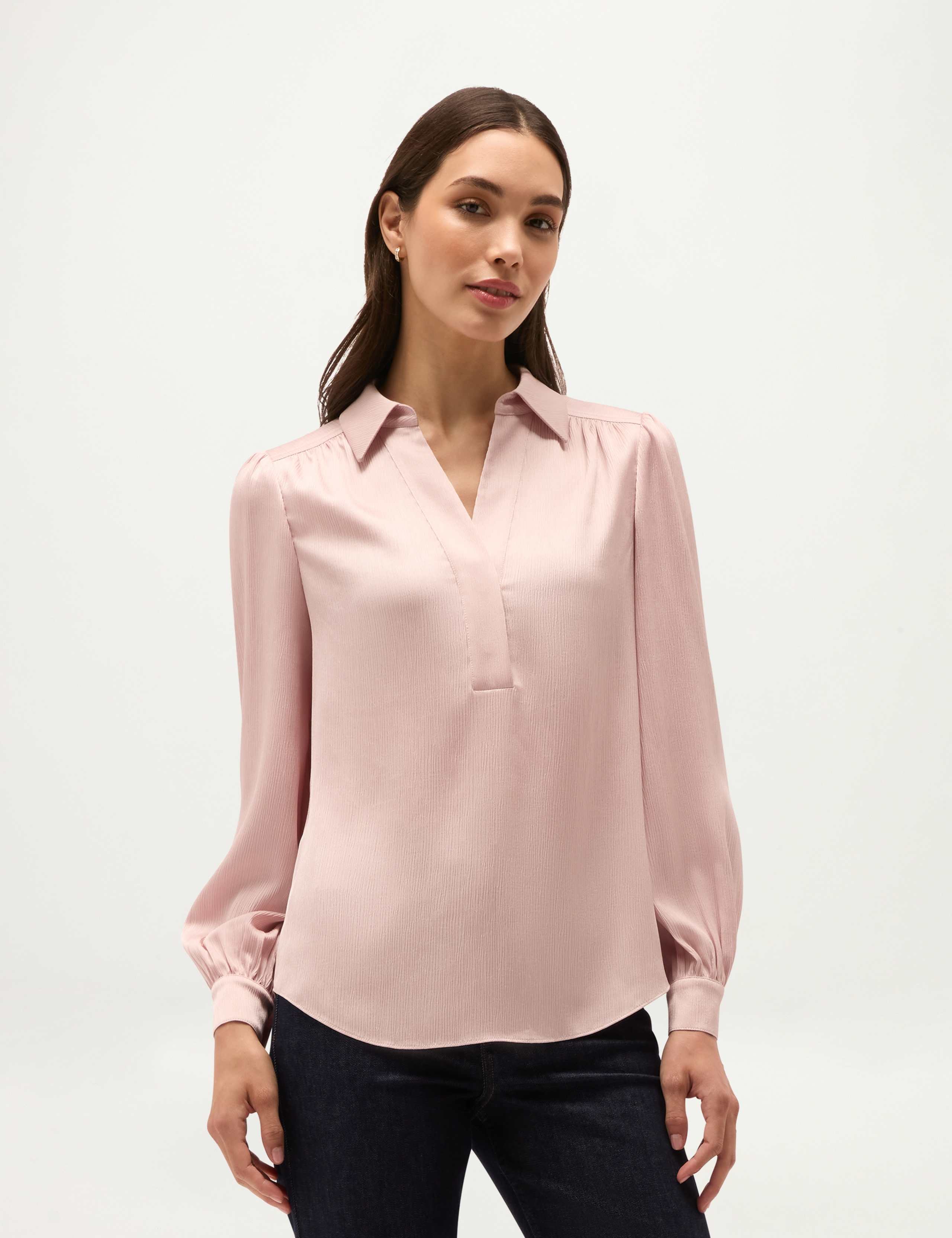 Collared Blouson Sleeve Blouse