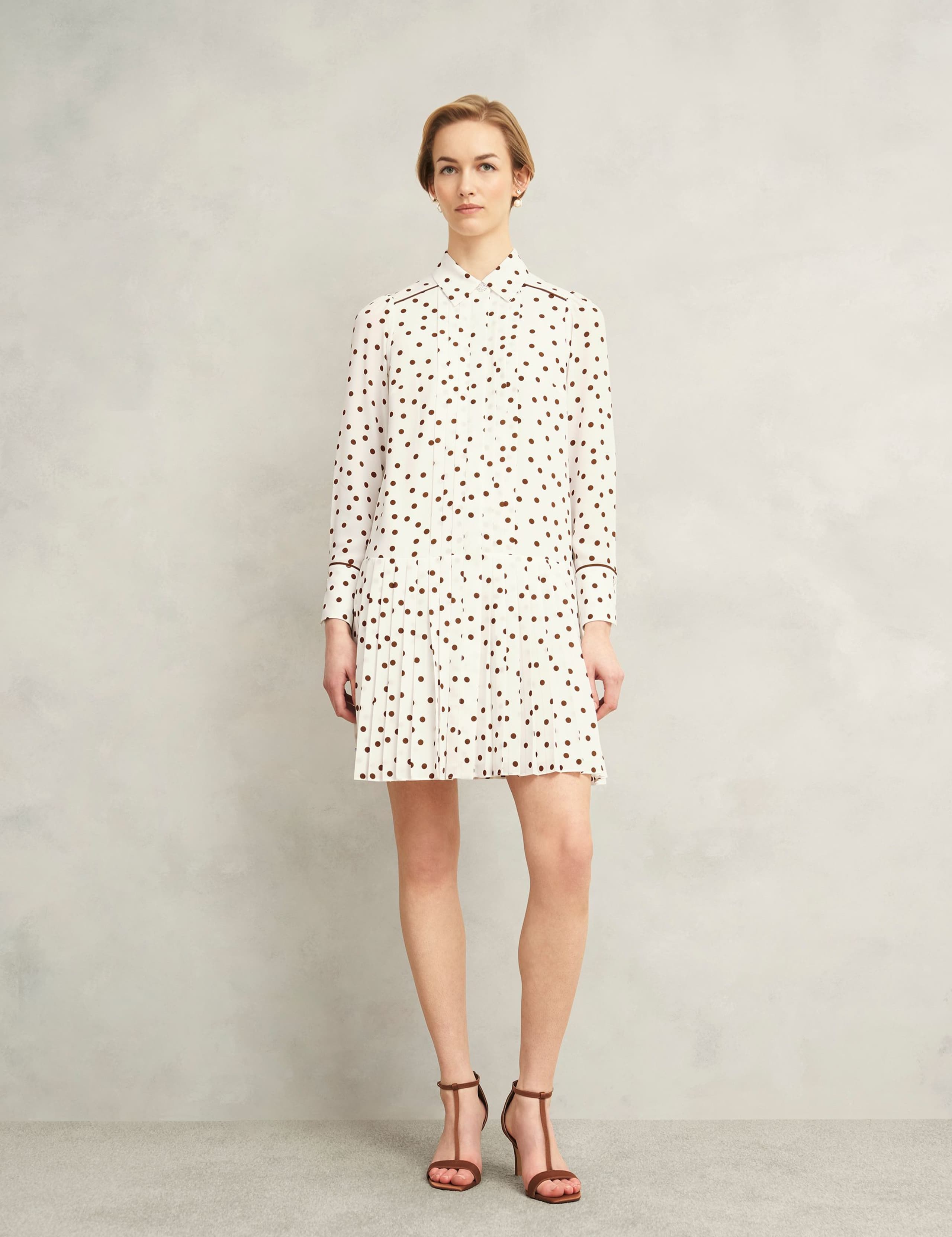 Polka Dot Collared Mini Shift Dress