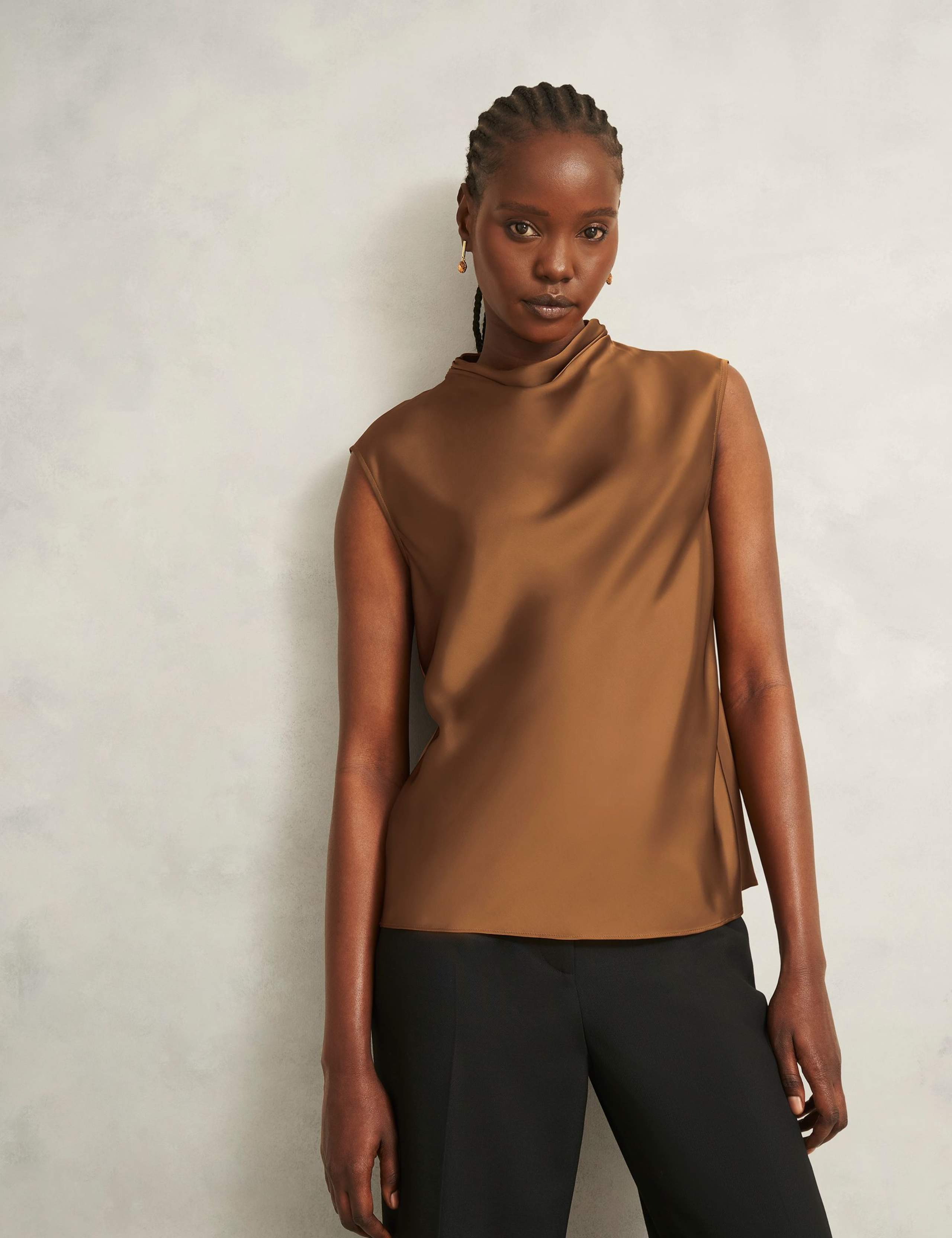 Satin Cowl Neck Blouse