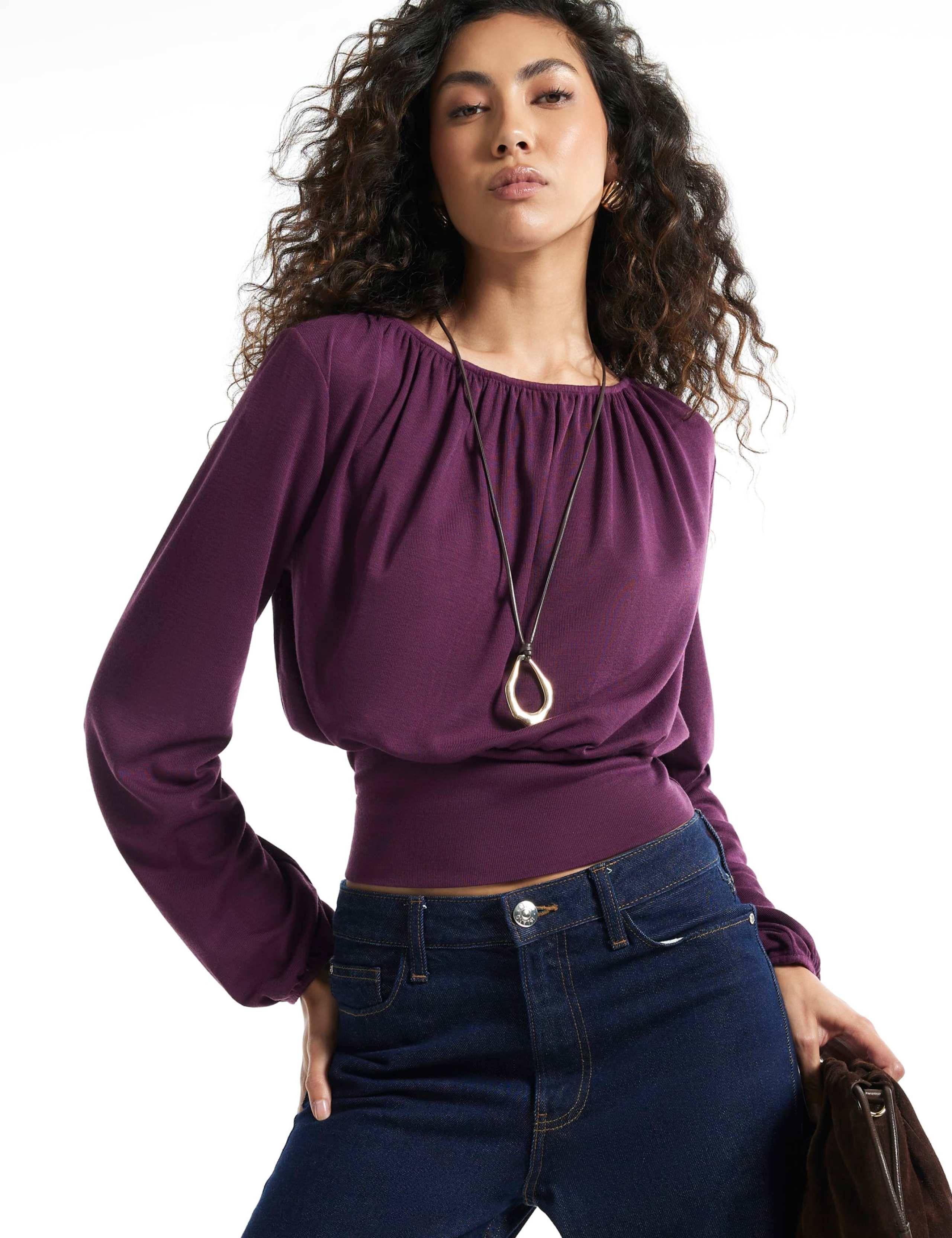 Ruched Neck Banded Top