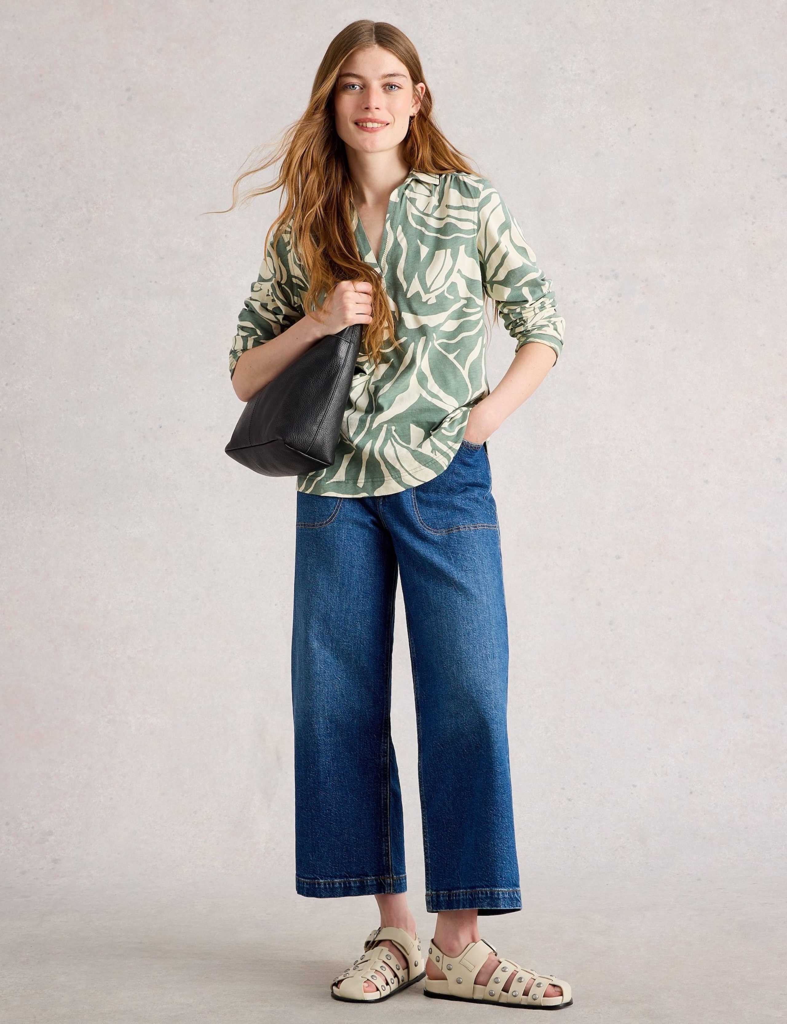 Pure Cotton Printed V-Neck Blouse