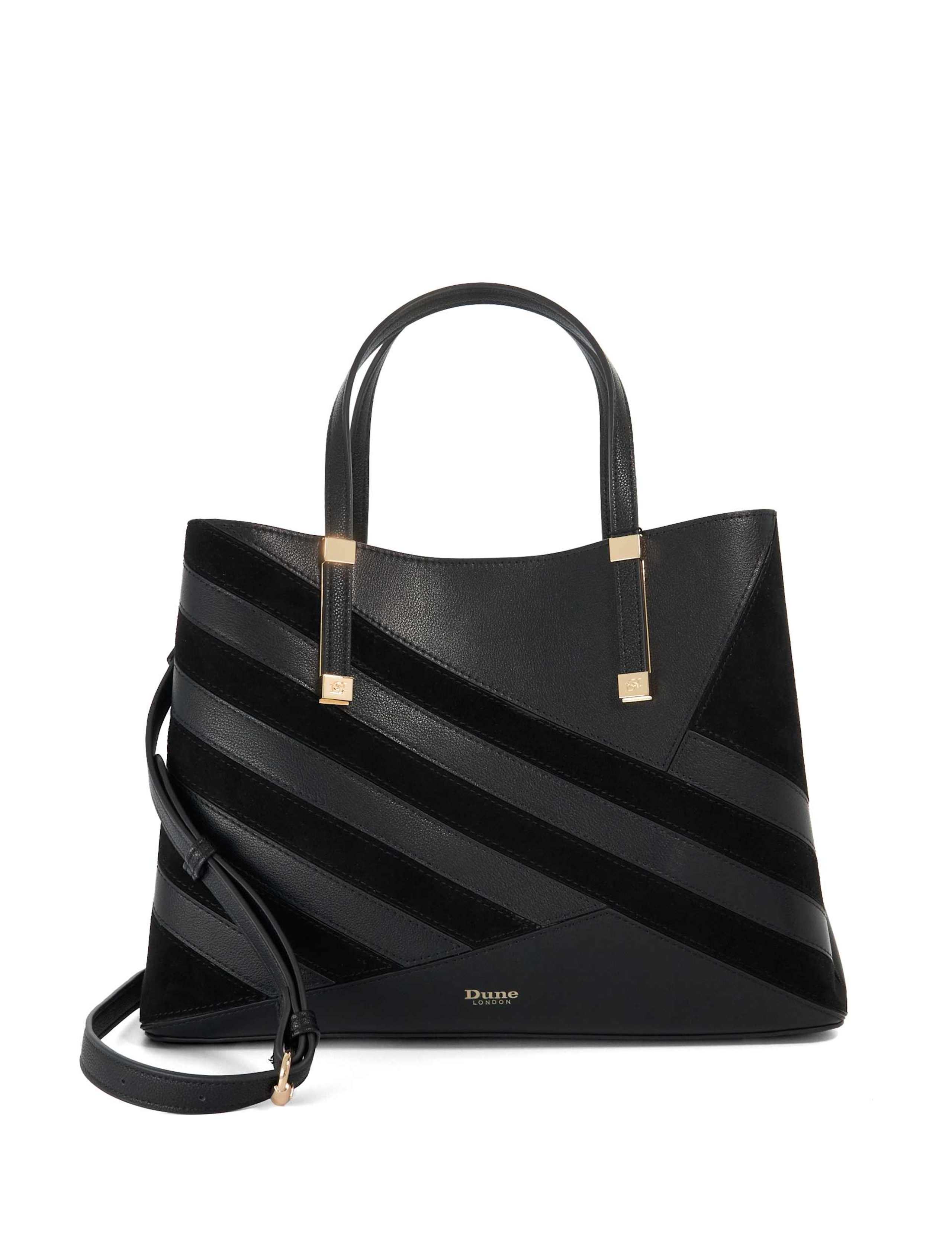 Leather Blend Striped Textured Tote Bag