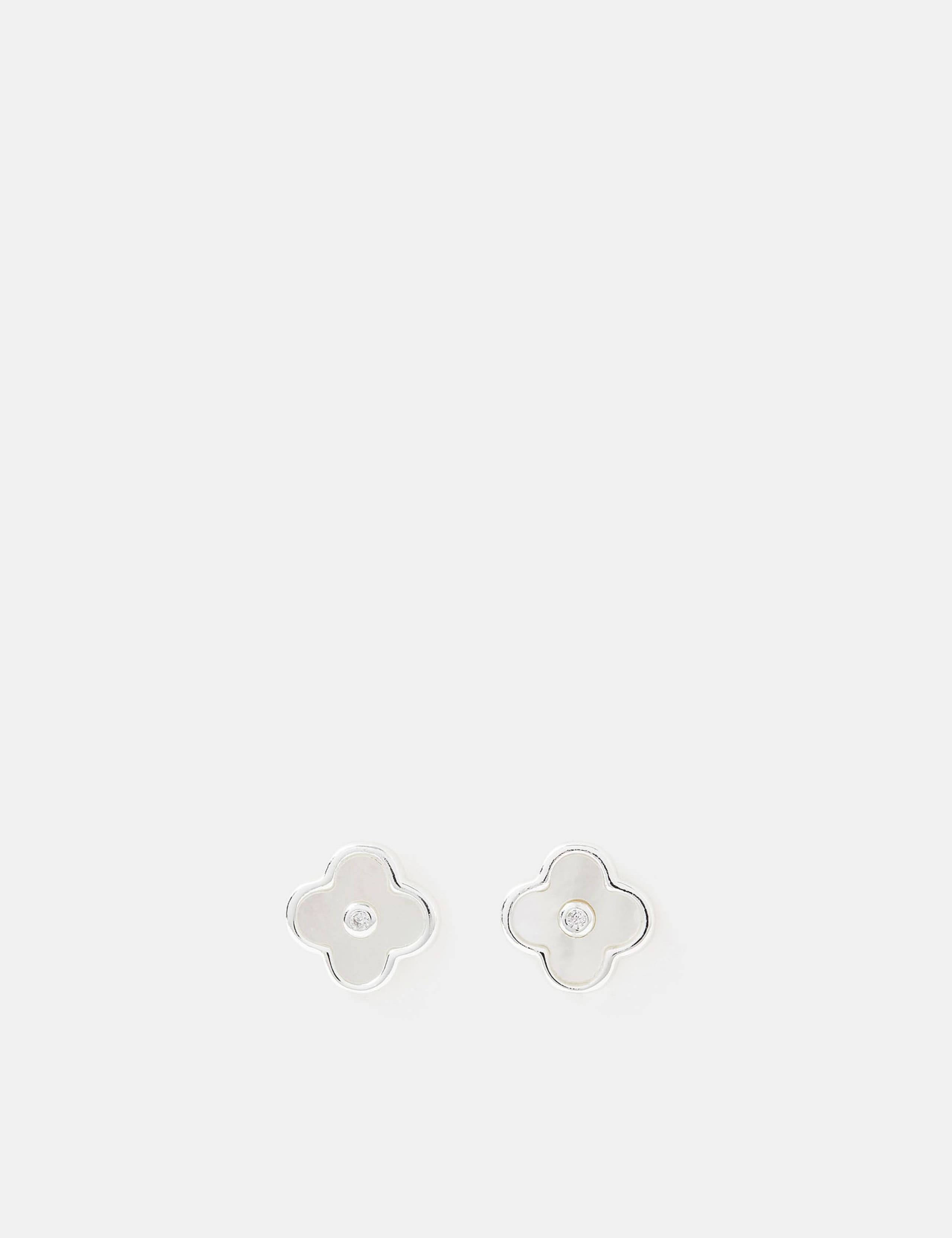 Sterling Silver Clover Stud Earrings