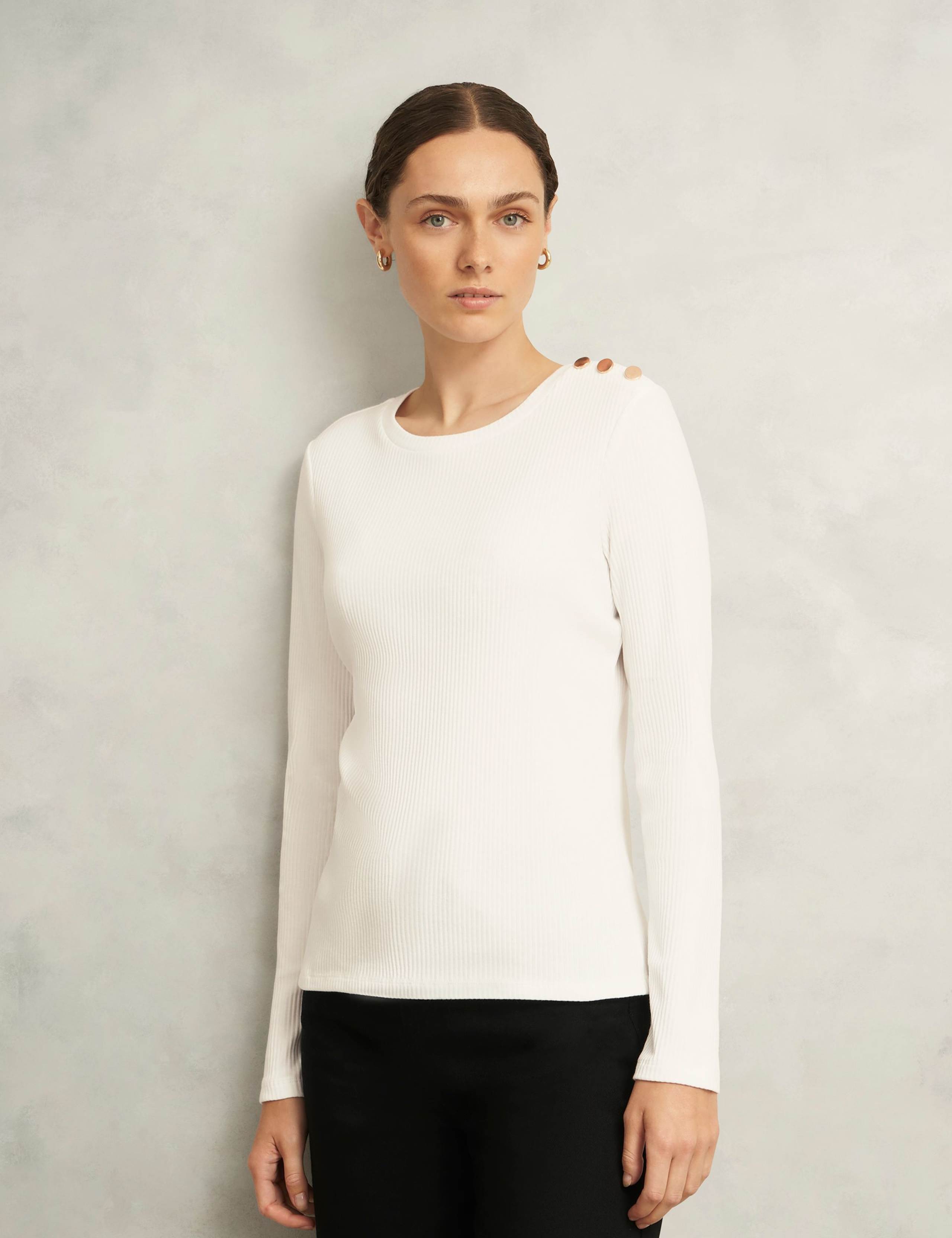 Cotton Rich Textured Button Detail Top