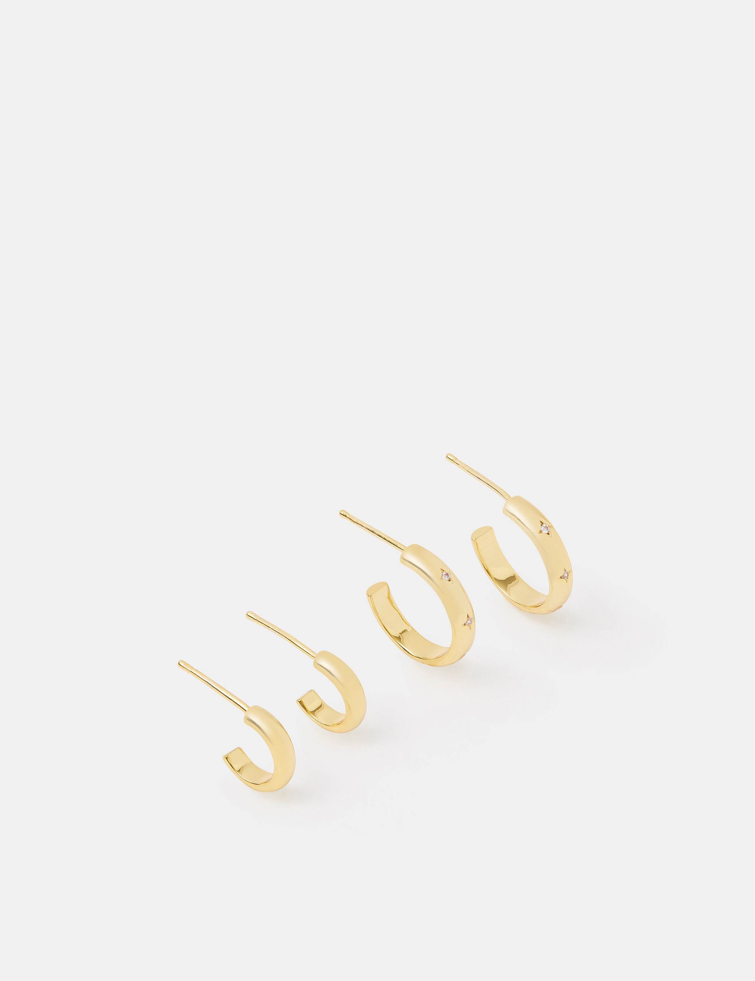 2 Pack 14ct Gold Plated Star Hoop Earrings