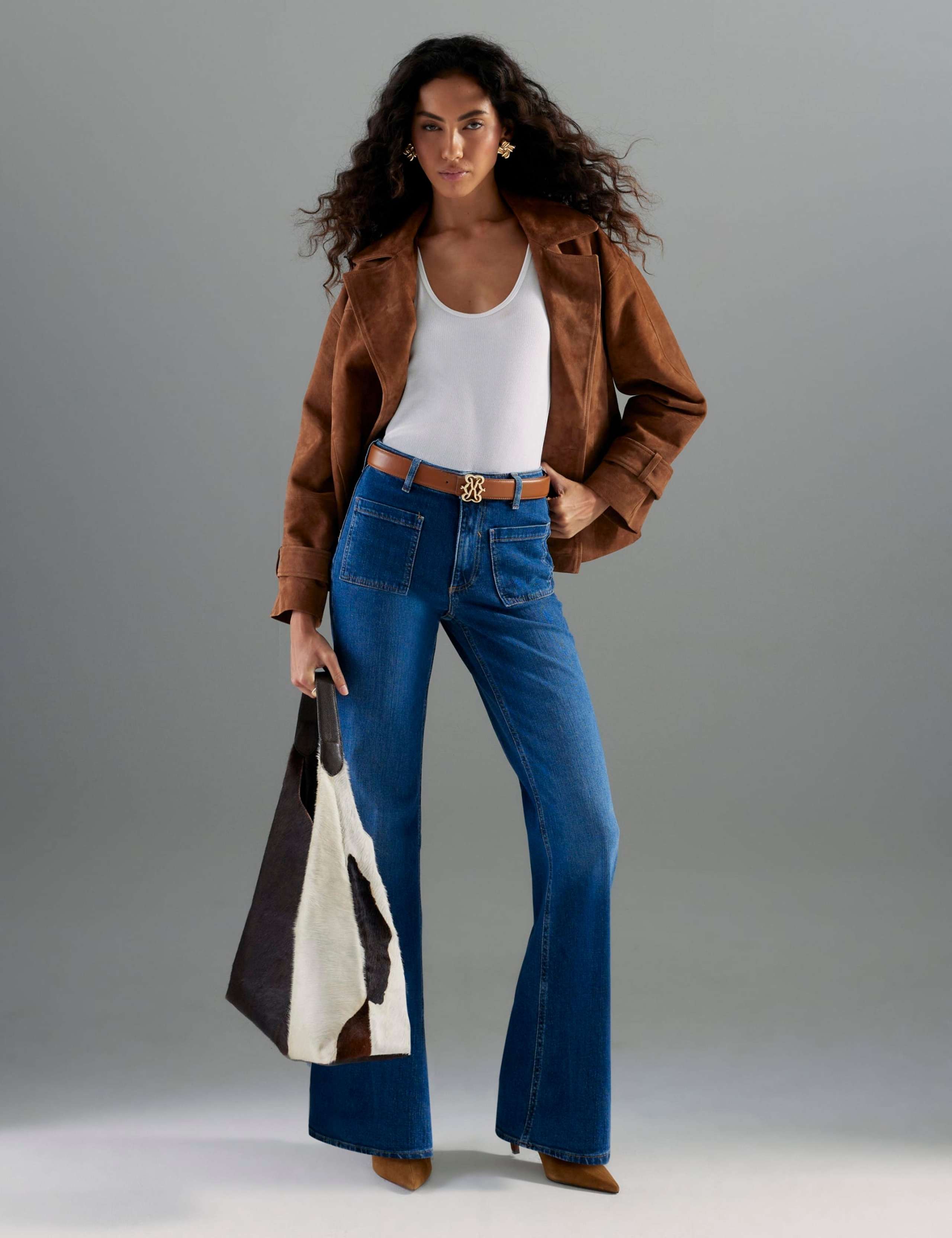 Relaxed High Waisted Flared Jeans