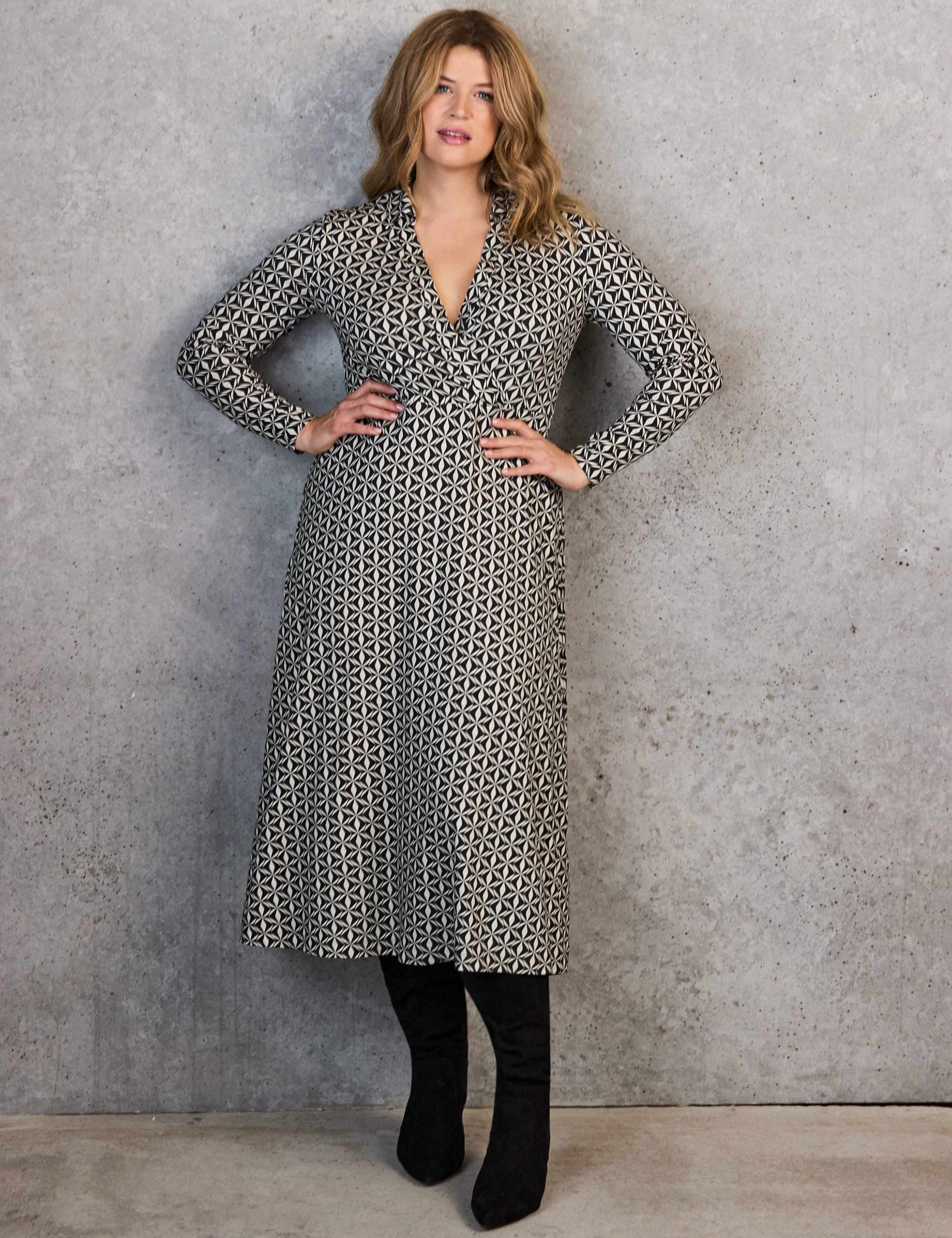 Jersey Geometric Midaxi Wrap Dress