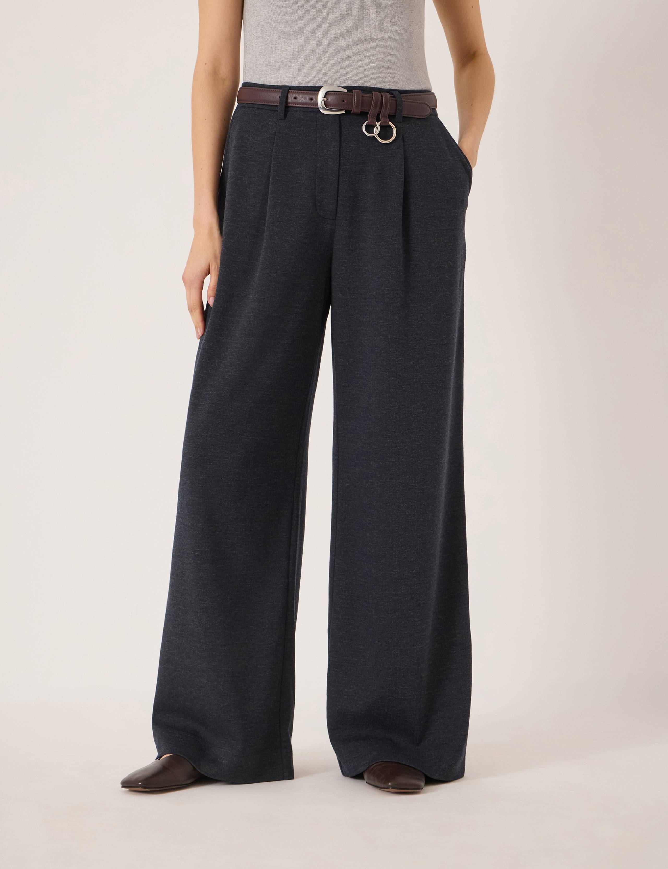 Jersey Tailored Wide Leg Trousers