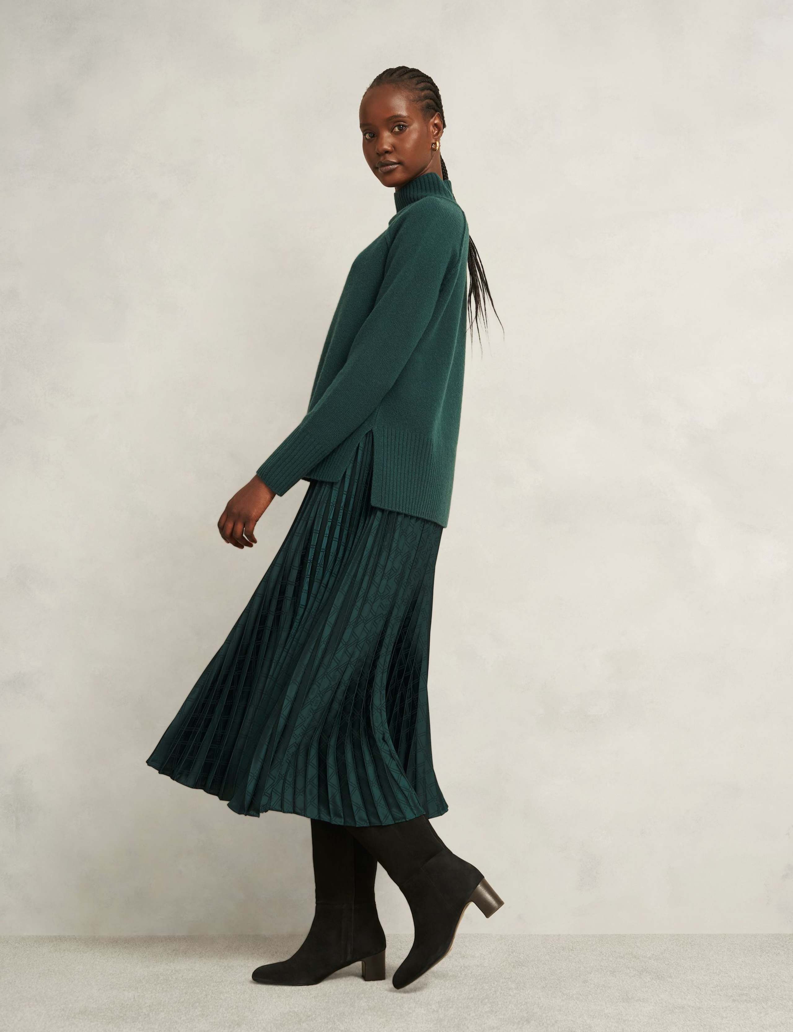 Checked Pleated Midaxi Skirt