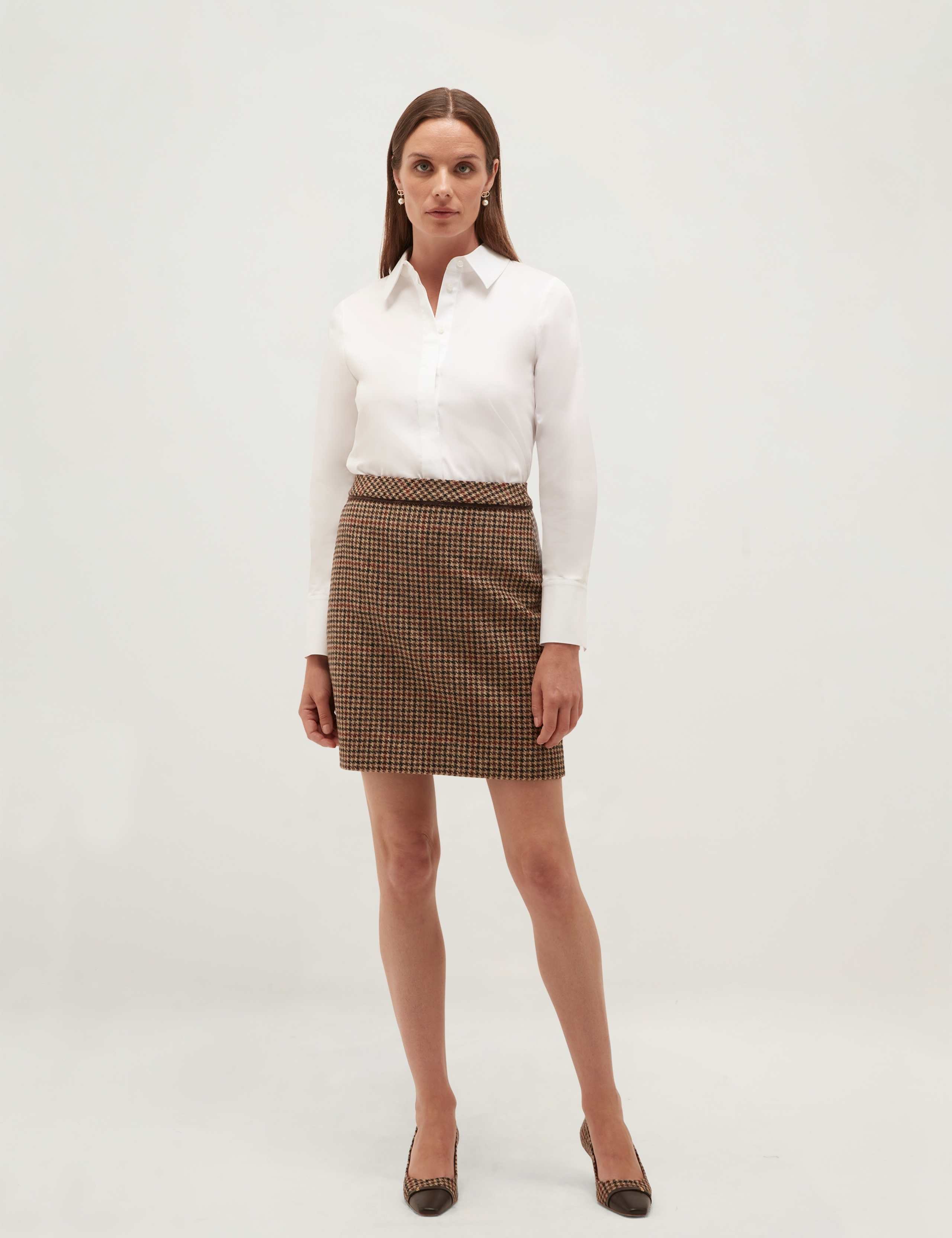 Pure Wool Checked Mini Skirt