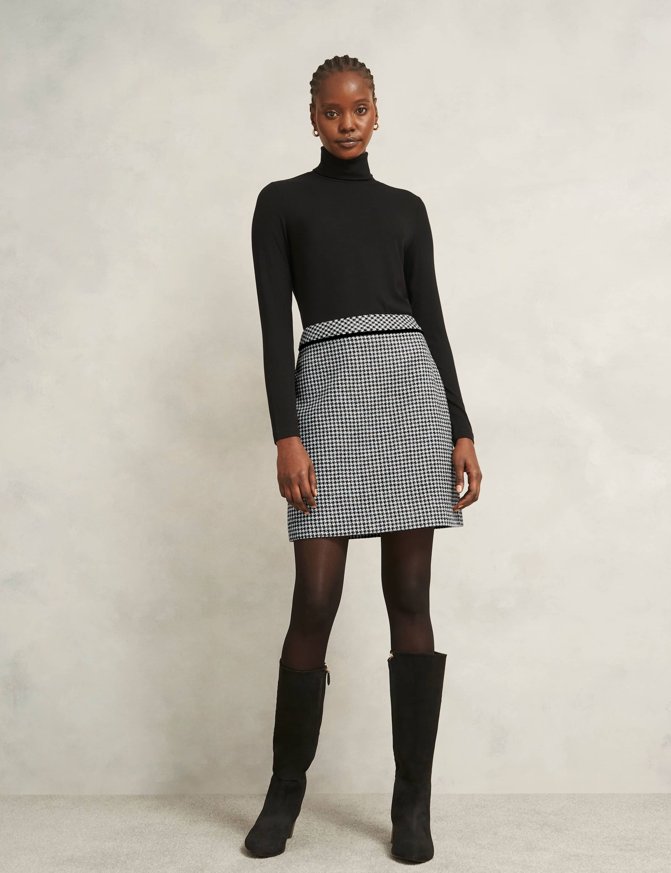 Pure Wool Checked Mini Skirt