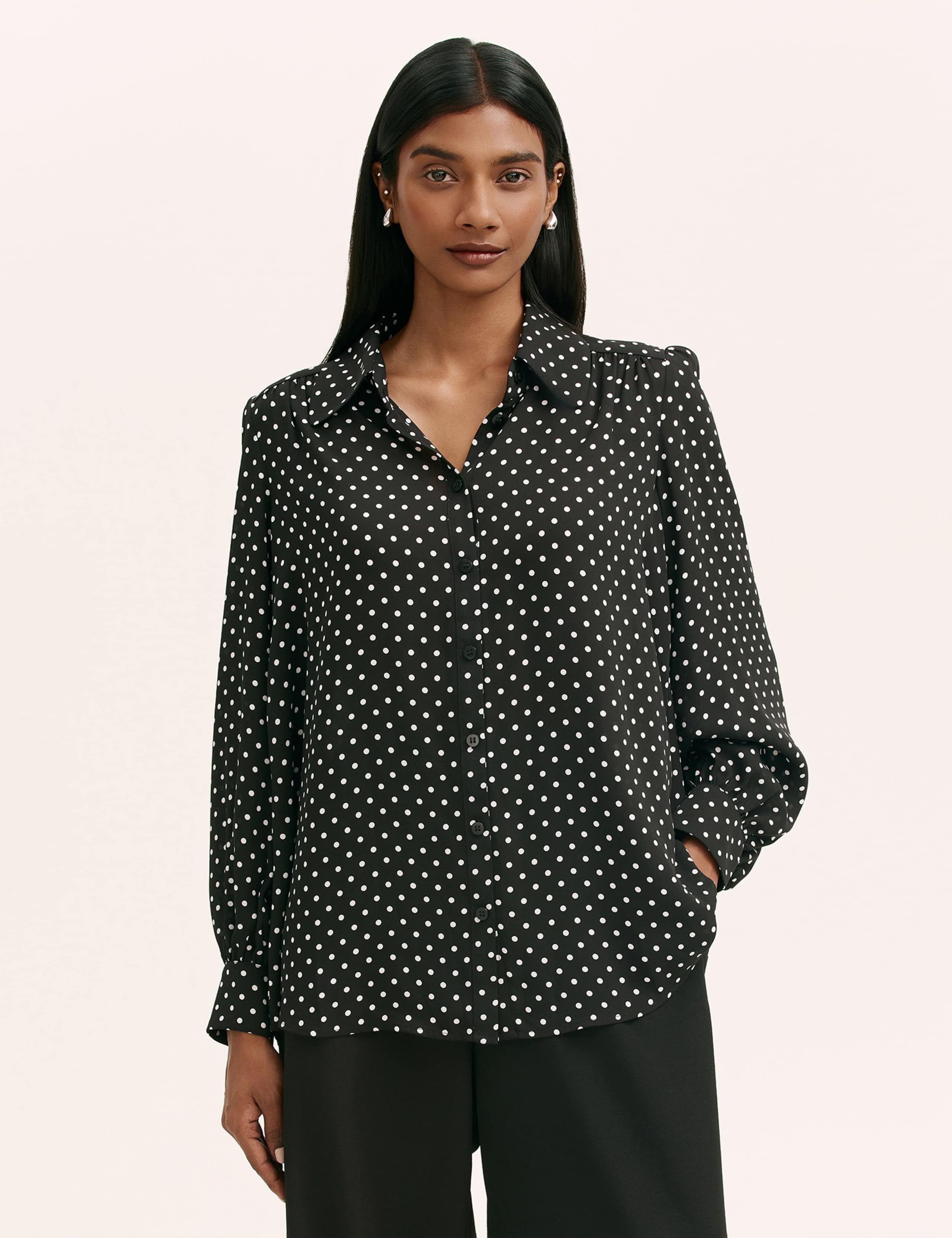 Polka Dot Collared Blouse
