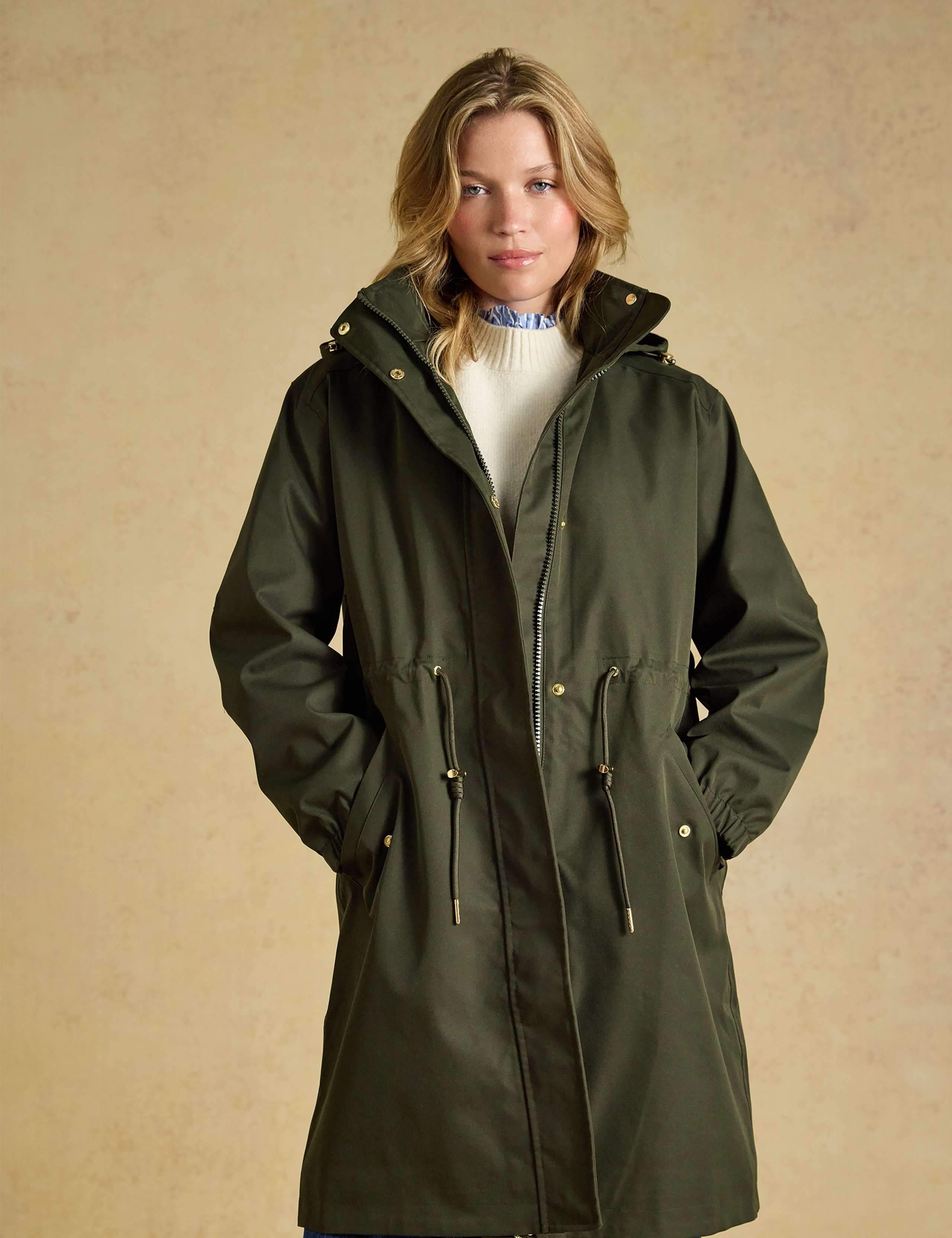 Waterproof Drawstring Longline Raincoat