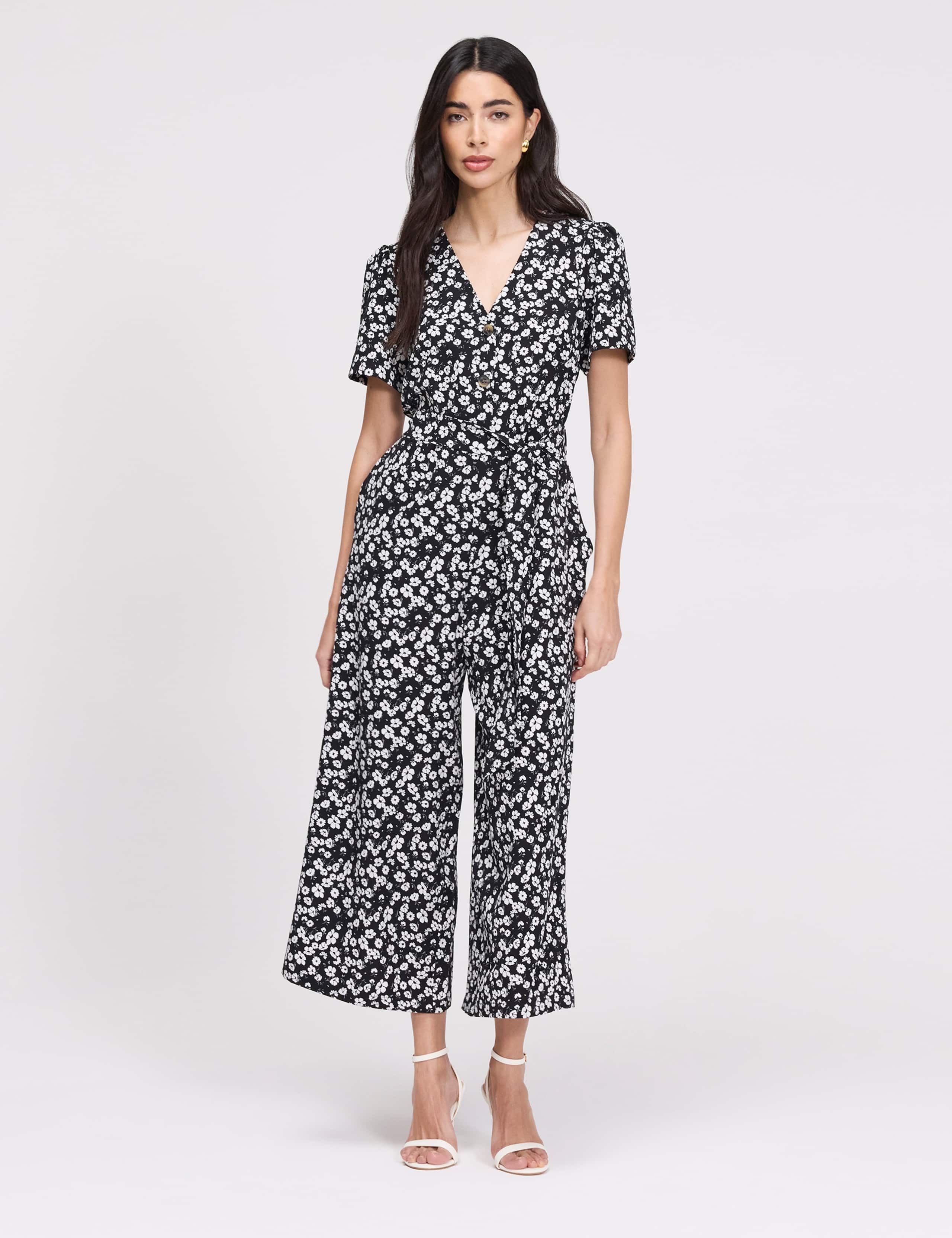 Floral Cropped Wide Leg Jumpsuit