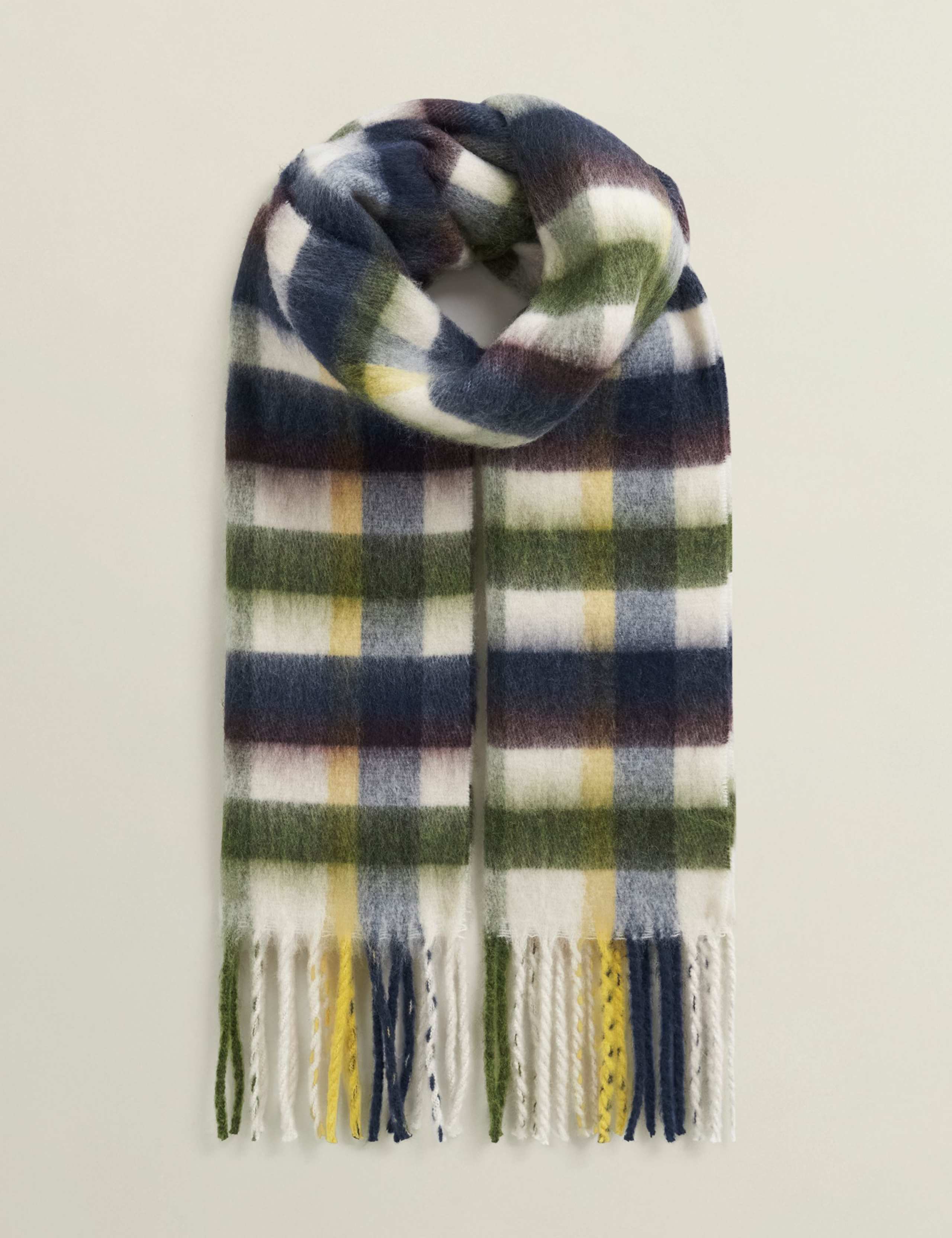 Checked Fringed Scarf
