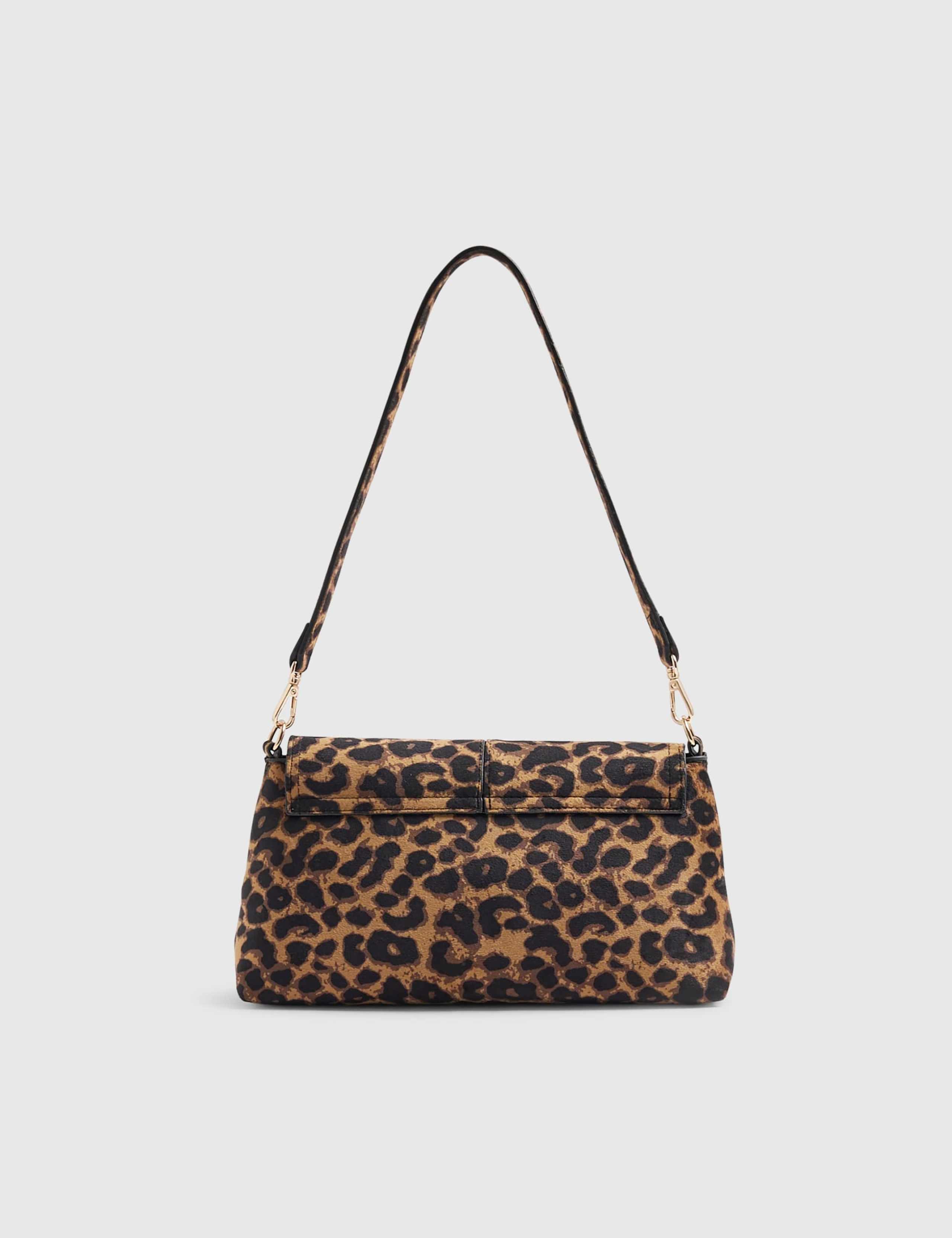 Leopard Print Fold Over Clutch Bag