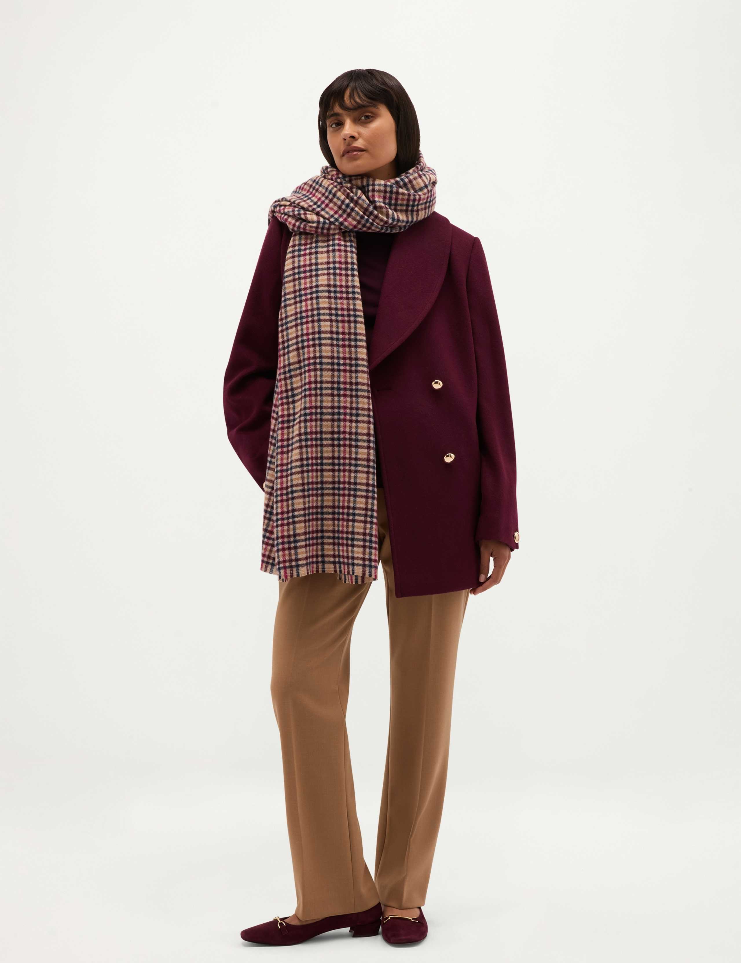 Checked Raw Hems Scarf