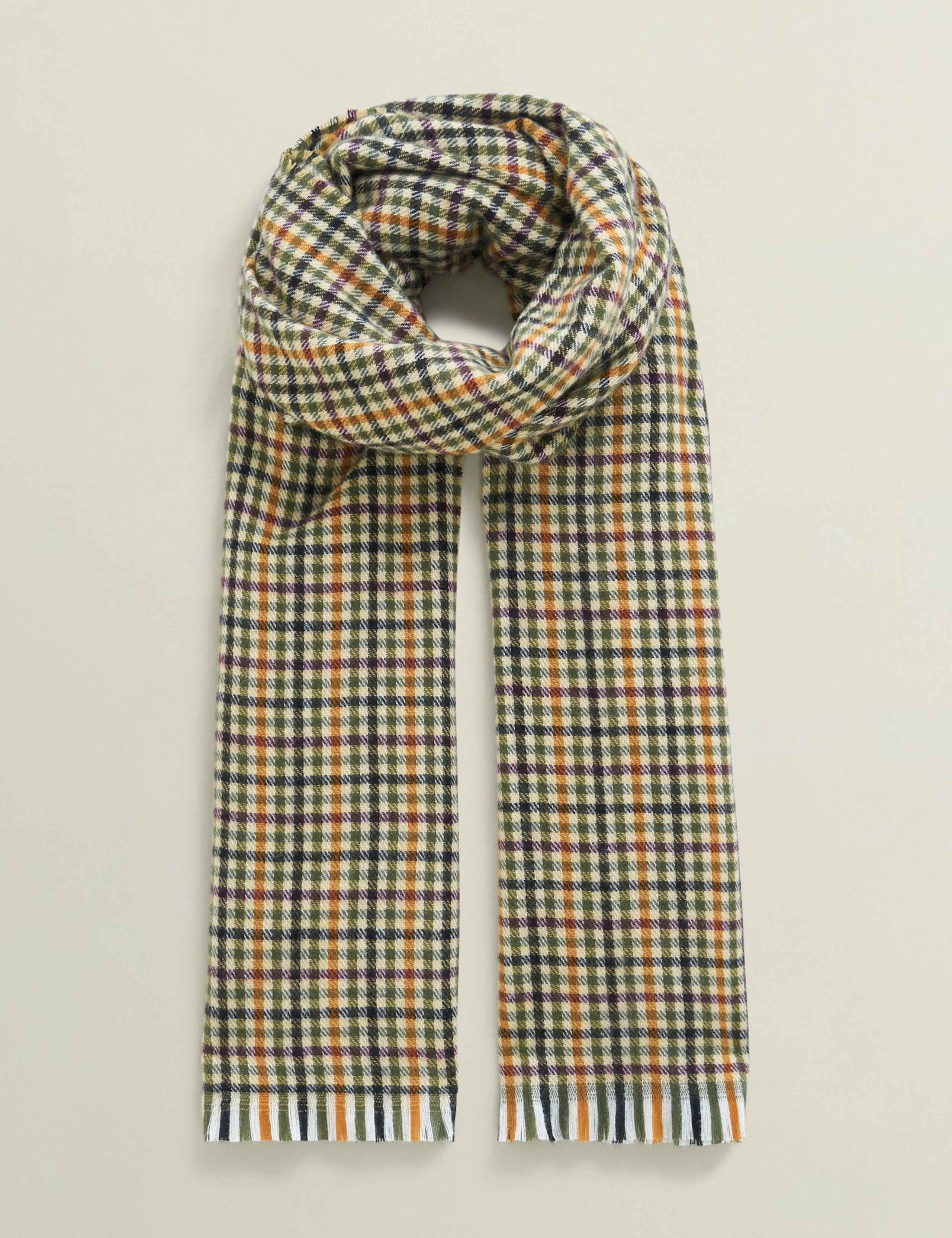 Checked Raw Hems Scarf