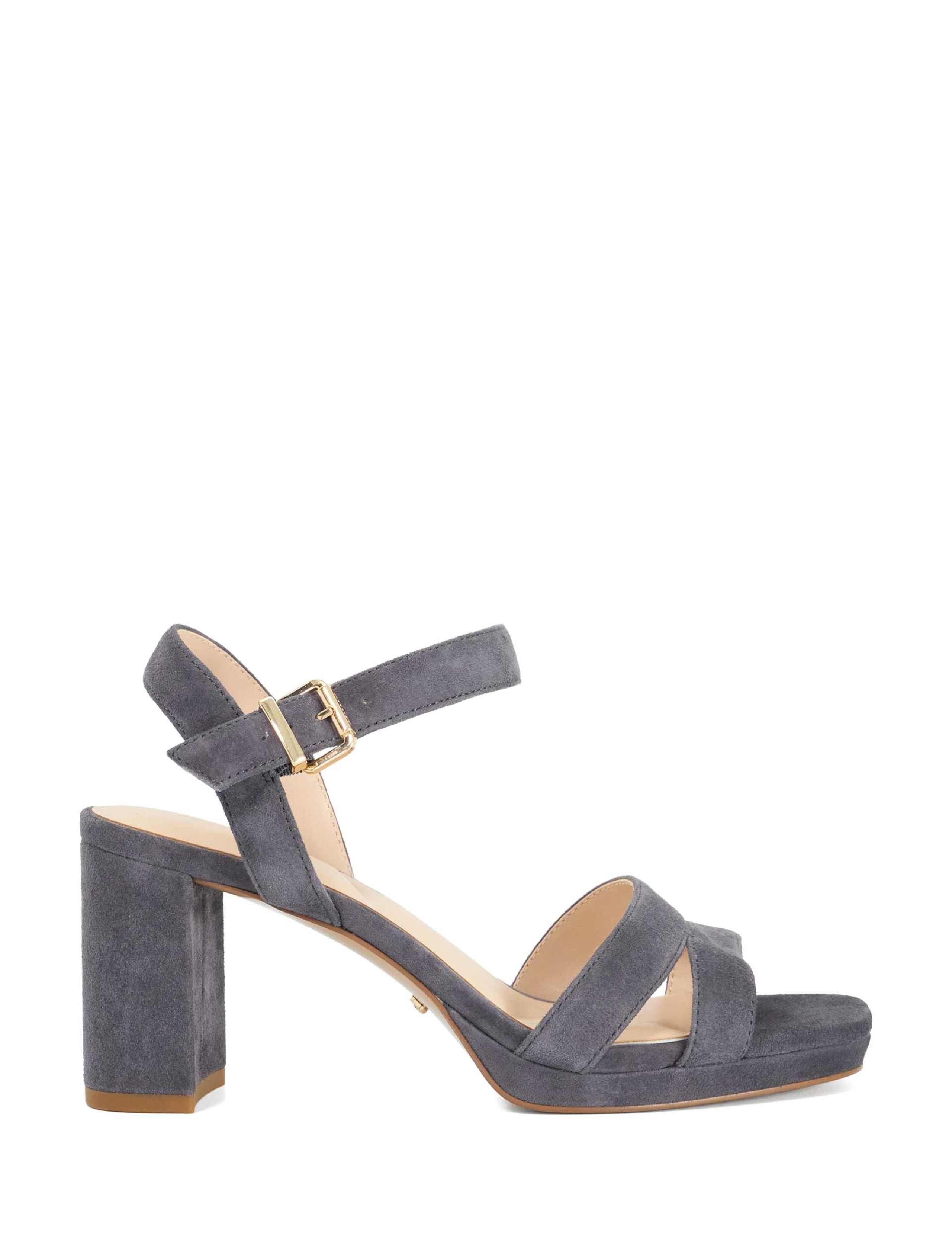 Suede Block Heel Open Toe Sandals