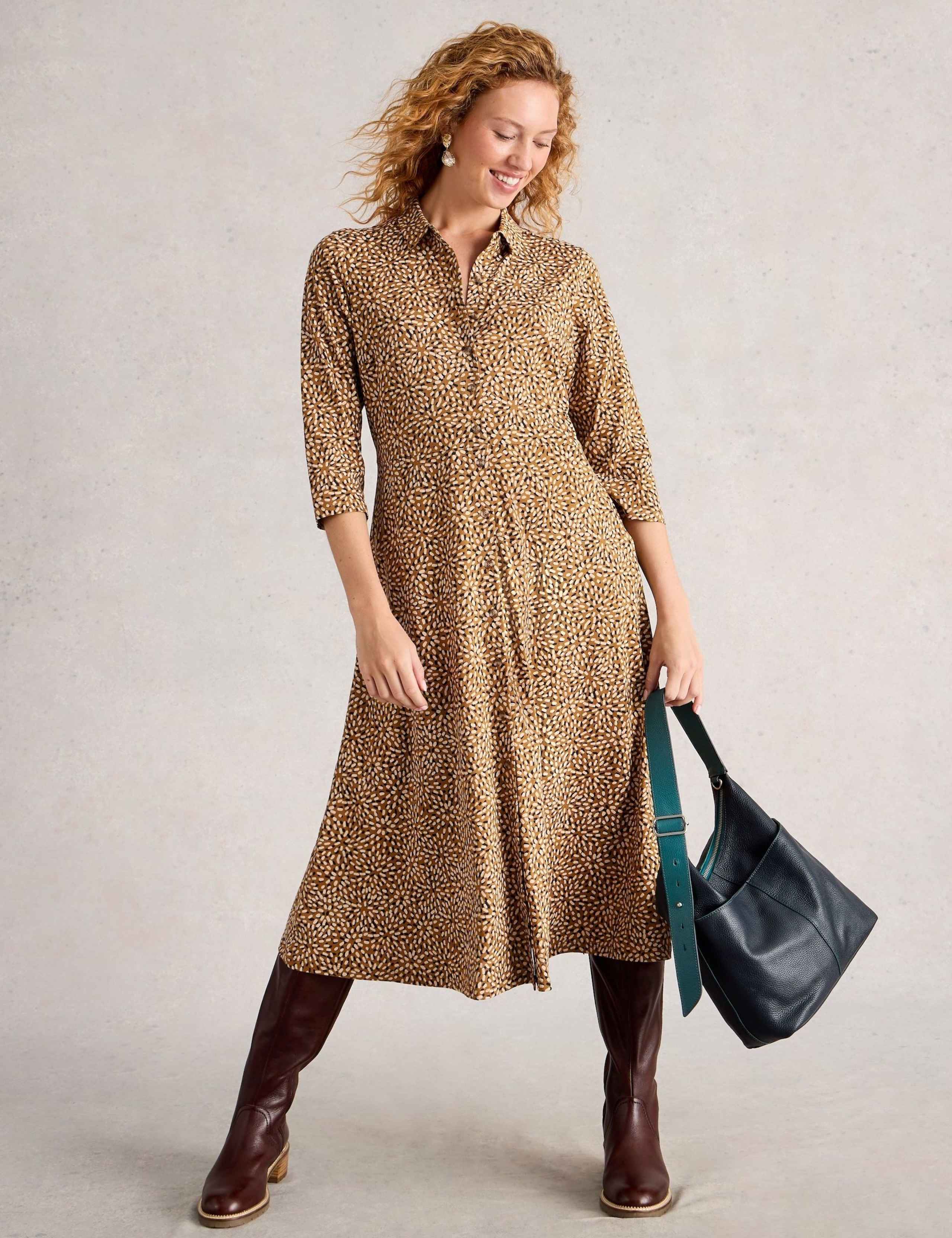 Jersey Printed Midi Shirt Dress