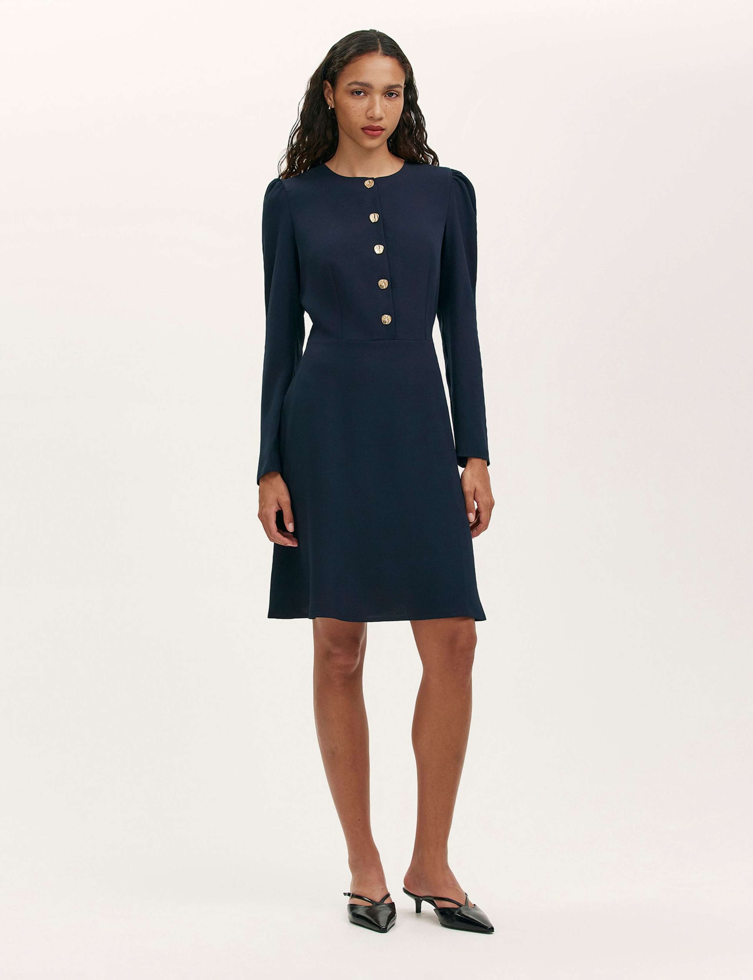 Crepe Knee Length Skater Dress